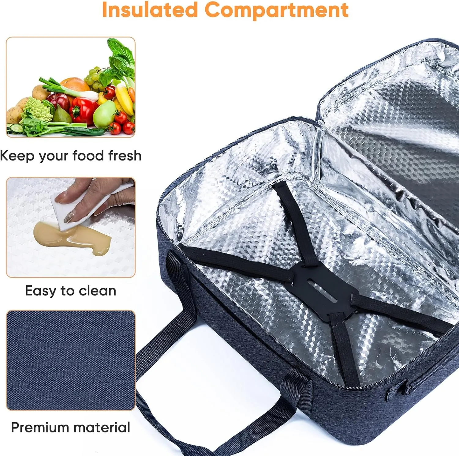 BAGSPRITE Double-Layer Slow Cooker Carrying Bag for 6-8 Quart CrockPot and Hamilton Beach Slow Cooker, Travel Bag with Lid Fastener for Crock-pot, Portable Carrier Case Slow Cooker Bag, Black