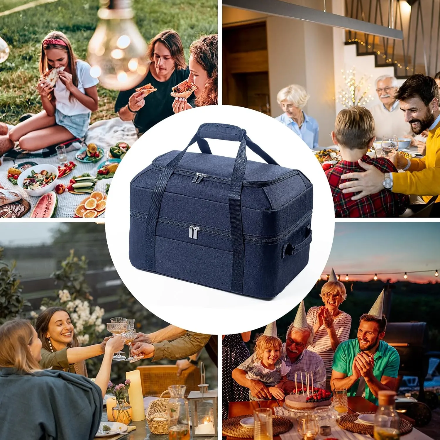 BAGSPRITE Double-Layer Slow Cooker Carrying Bag for 6-8 Quart CrockPot and Hamilton Beach Slow Cooker, Travel Bag with Lid Fastener for Crock-pot, Portable Carrier Case Slow Cooker Bag, Black