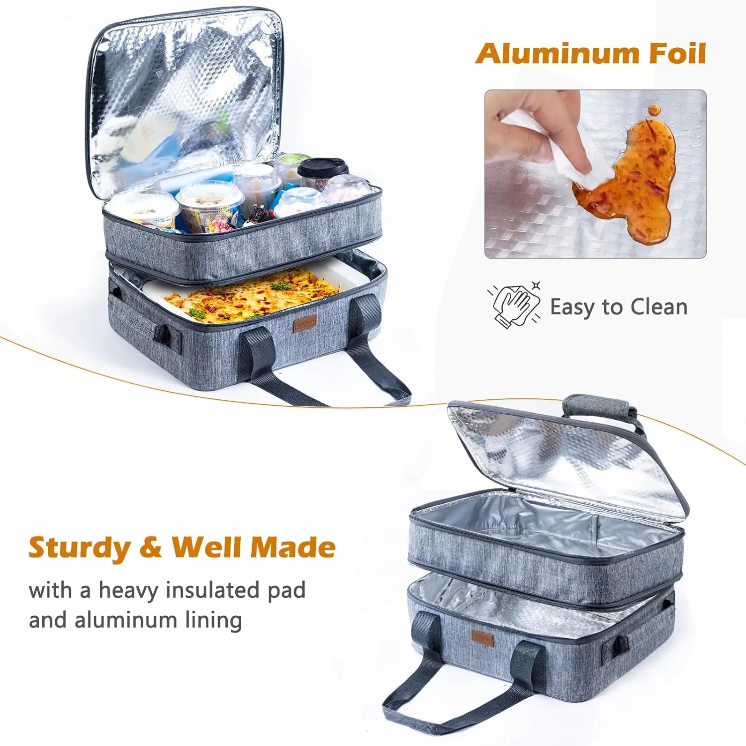 BAGSPRITE Expandable Insulated Casserole Carrier for Hot or Cold Food, Casserole Dish Carrying Case,Thermal Lasanga Lugger Tote for Pockluck, Parties, Picnic, Fits 9" x 13" Baking Dish,