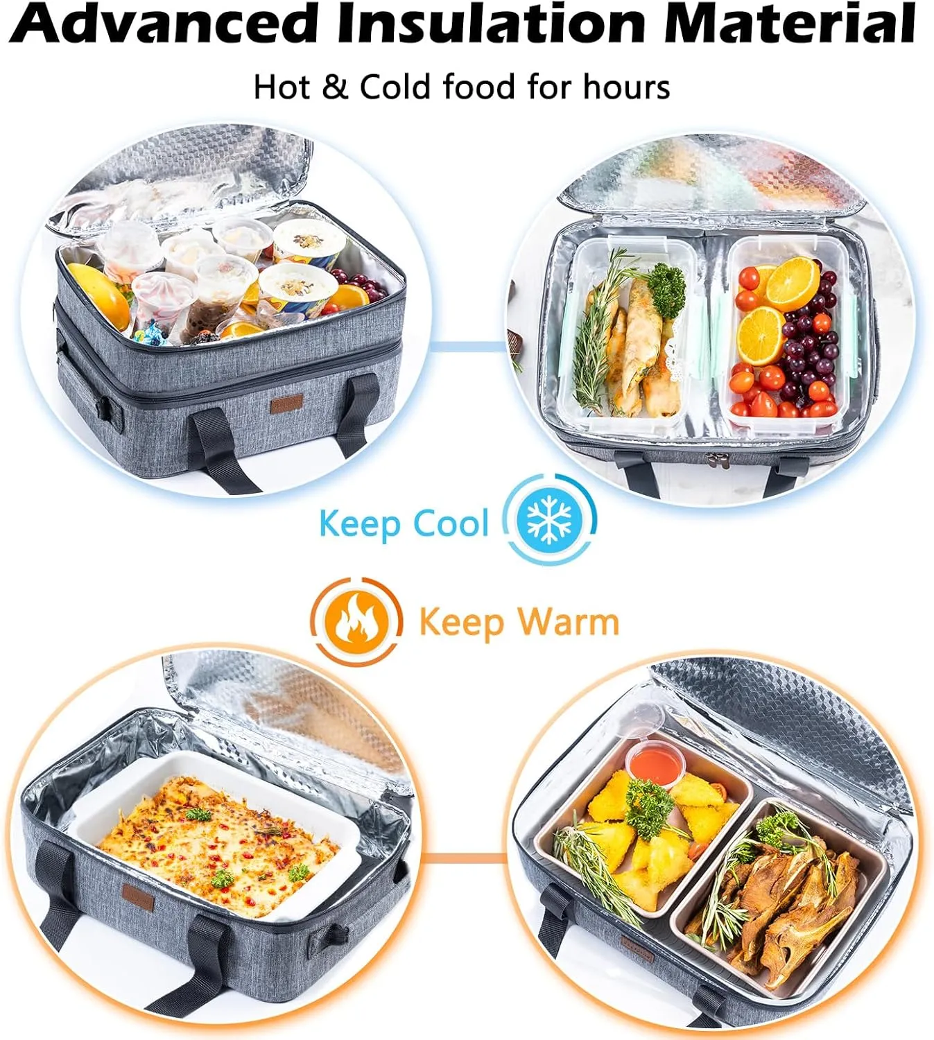 BAGSPRITE Expandable Insulated Casserole Carrier for Hot or Cold Food, Casserole Dish Carrying Case,Thermal Lasanga Lugger Tote for Pockluck, Parties, Picnic, Fits 9" x 13" Baking Dish,