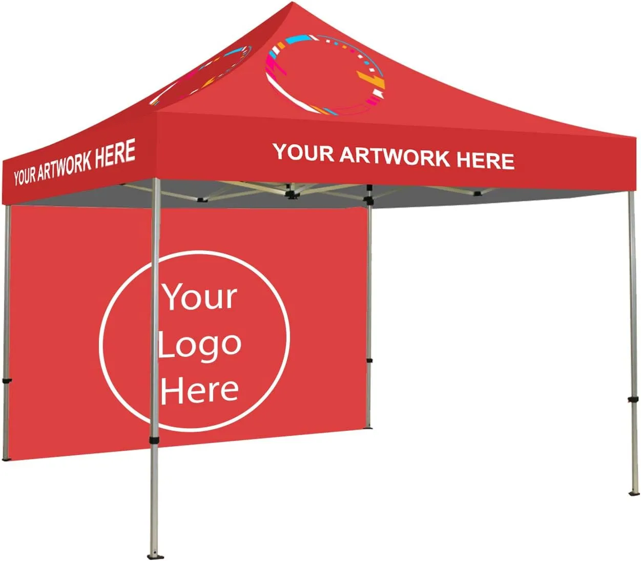 BannerBuzz Custom Ez Pop Up Canopy Tent Instant Shelter Portable Tent with Wheeled Carry Bag & Free Design for Trade Show Conference Events (10' X 10')