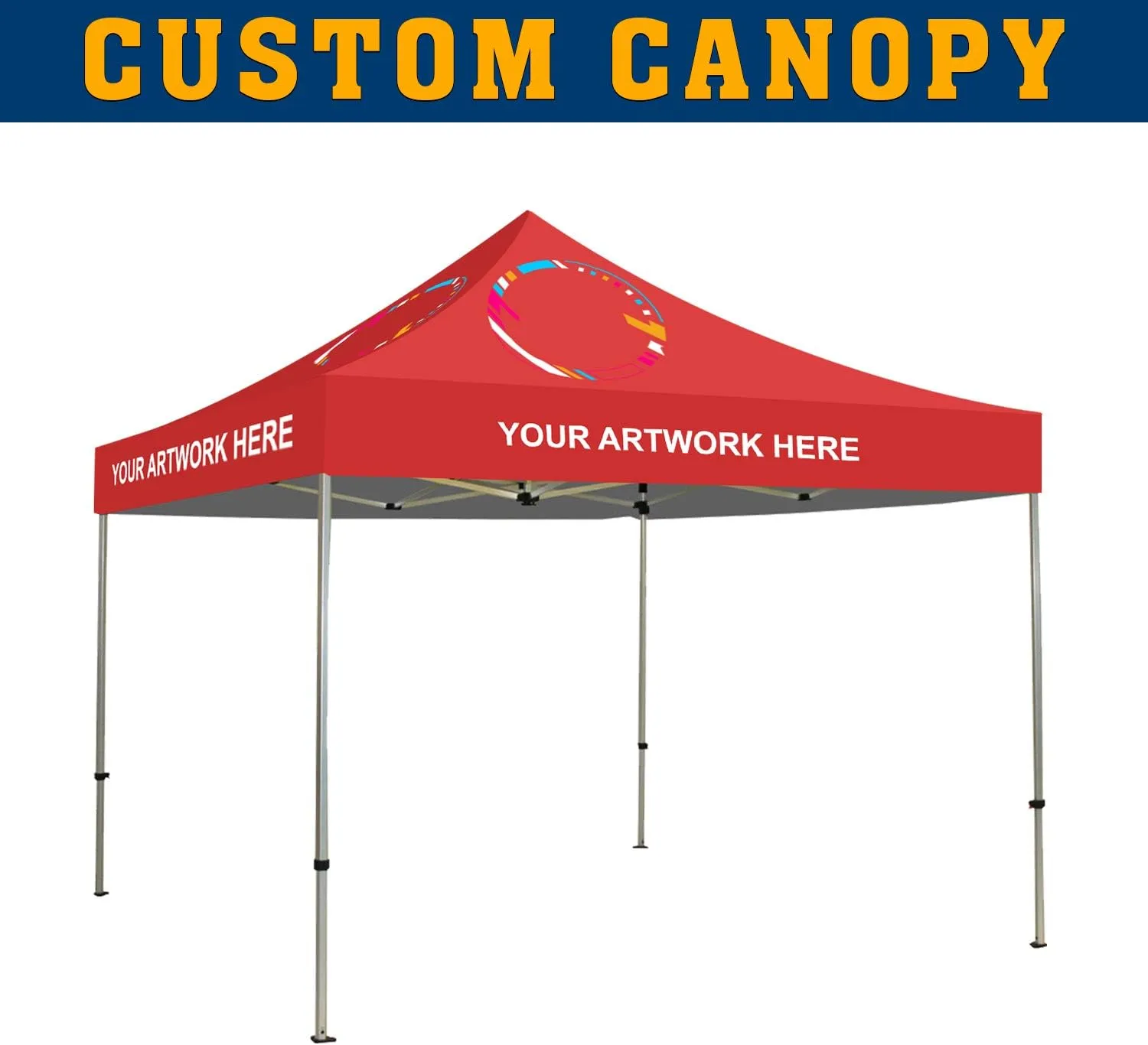 BannerBuzz Custom Ez Pop Up Canopy Tent Instant Shelter Portable Tent with Wheeled Carry Bag & Free Design for Trade Show Conference Events (10' X 10')