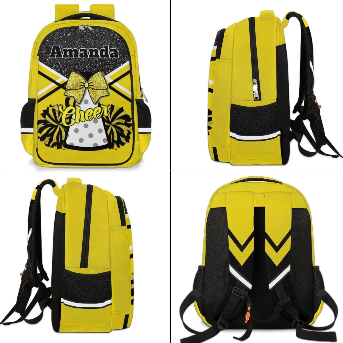 Bardic Personalized Cheer Backpack Kids Backpack for Girls Boys Custom Backpacks Schoolbag for Children Backpack Glitter Cheerleader Gift for Kids
