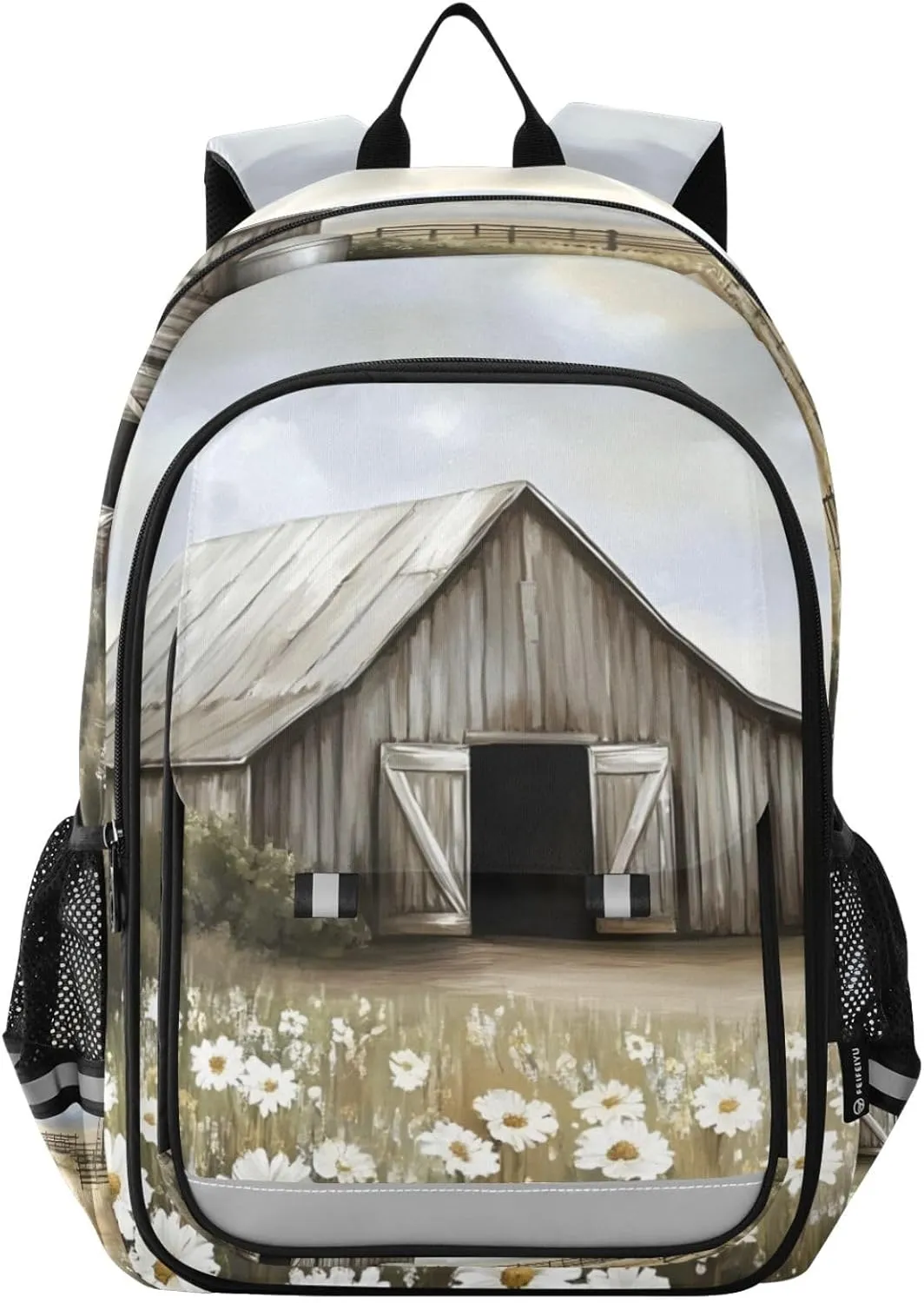 Barn Windmill Daisy Backpack for Women Men Travel Laptop Backpacks Daypack Book Bag Daypack with Reflective Strip 12.9” × 17.7”