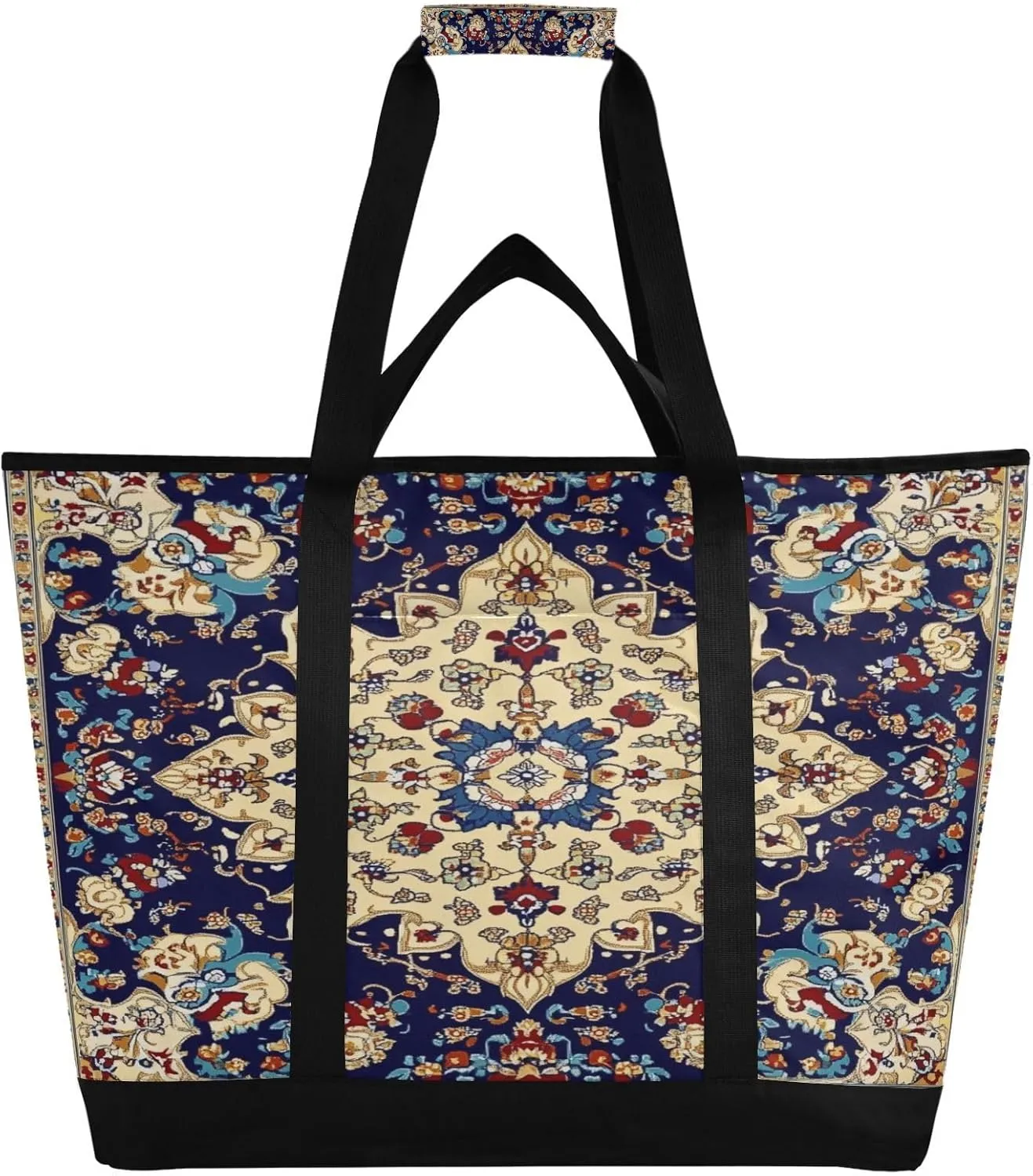 Baroquestyle Flowers Reusable Insulated Lunchbox Cooler Bag, Leakproof Kitchen Grocery Bag Collapsible Portable Cooler Tote Bag for Picnic, Camping, Office, Travel