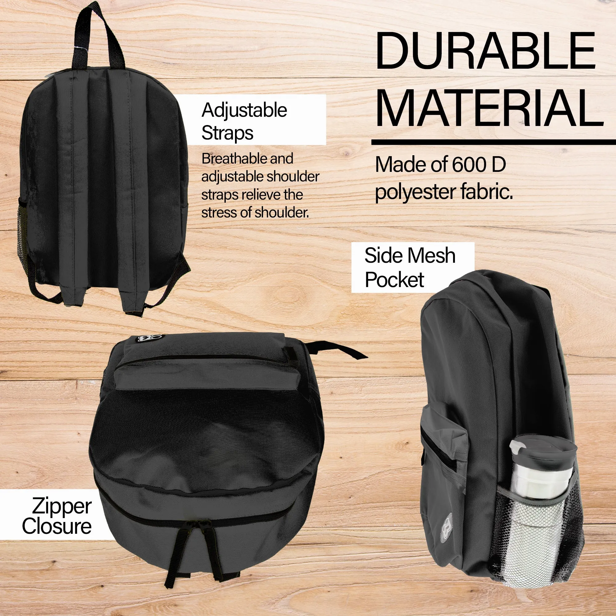 Basic 16" Black Backpack