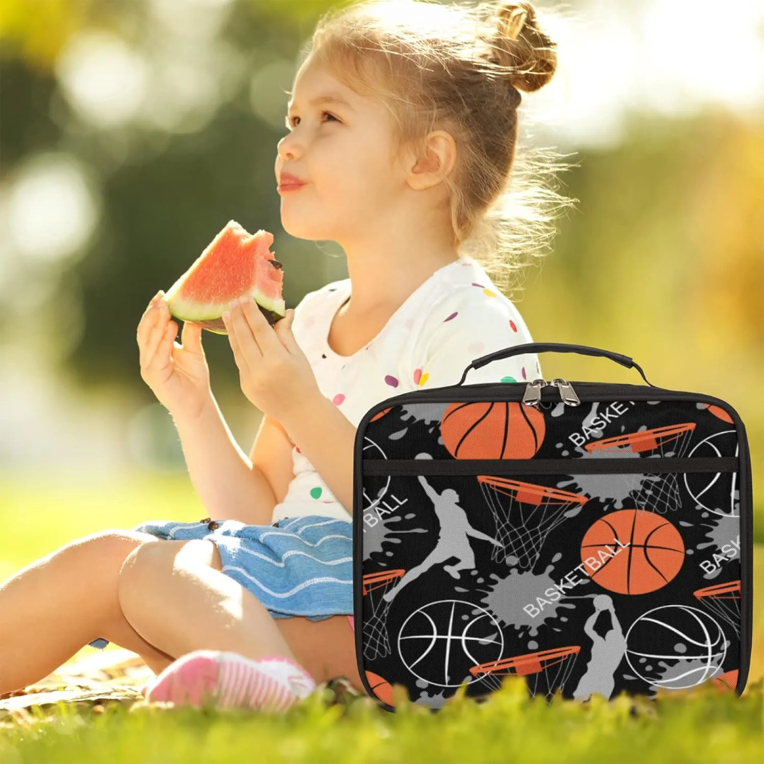 Basketball Slam Duck Insulated Lunch Box for Boys Girls Adult, Reusable Back to School Lunch Bag, Leakproof Meal Prep Tote Kit Cooler Bag Lunch Tote Bag for Work Beach Outdoor