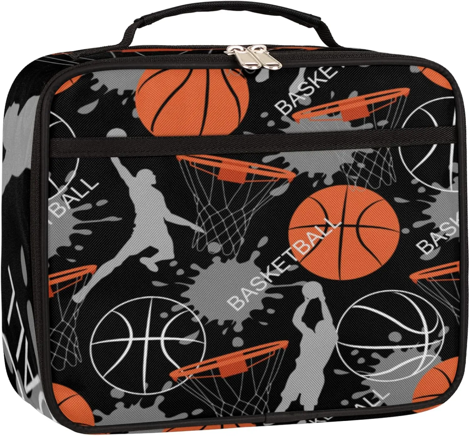 Basketball Slam Duck Insulated Lunch Box for Boys Girls Adult, Reusable Back to School Lunch Bag, Leakproof Meal Prep Tote Kit Cooler Bag Lunch Tote Bag for Work Beach Outdoor