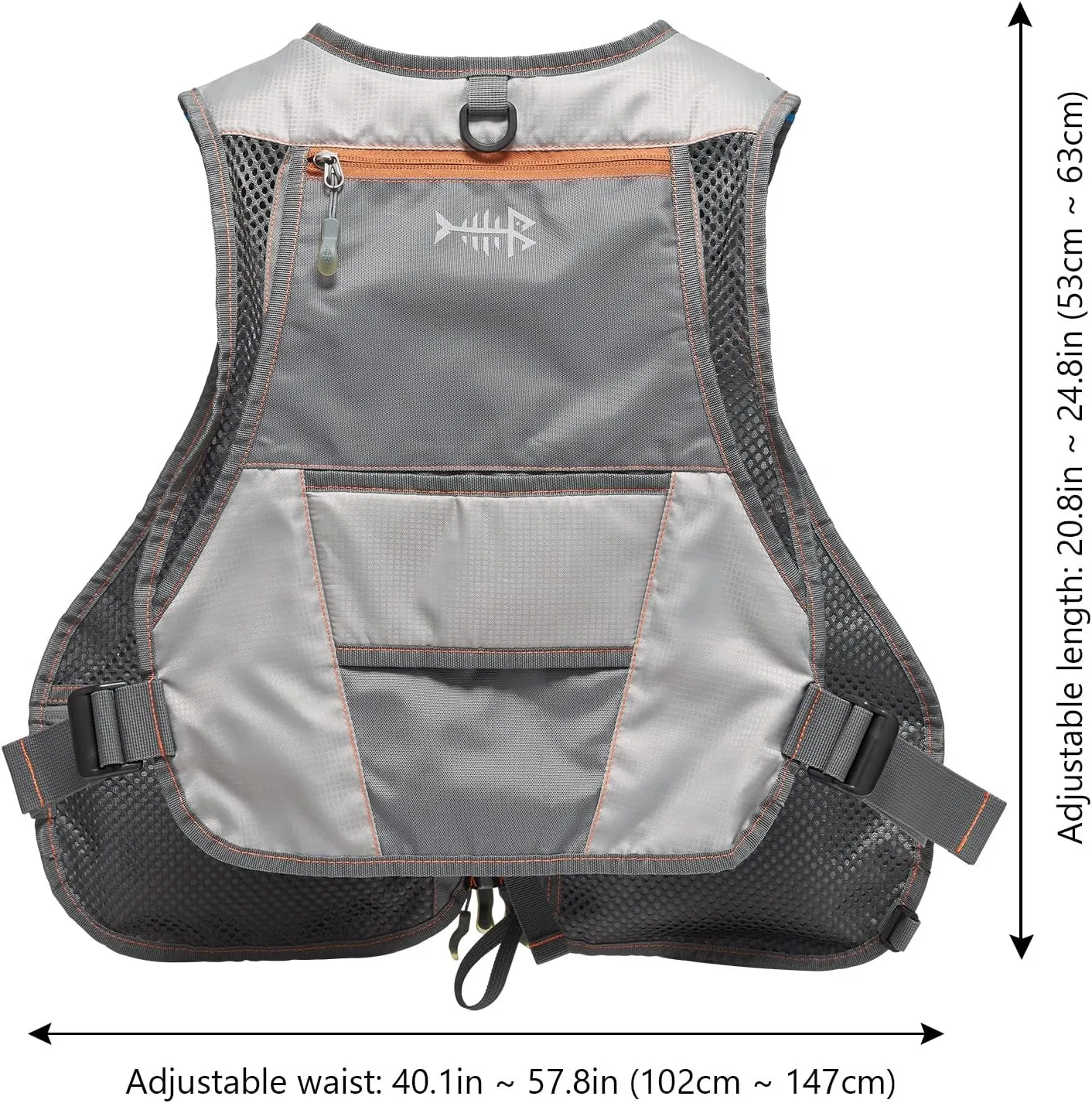 BASSDASH Fly Fishing Vest Adjustable Size with Detachable Water Bottle Holder for Men and Women FV07