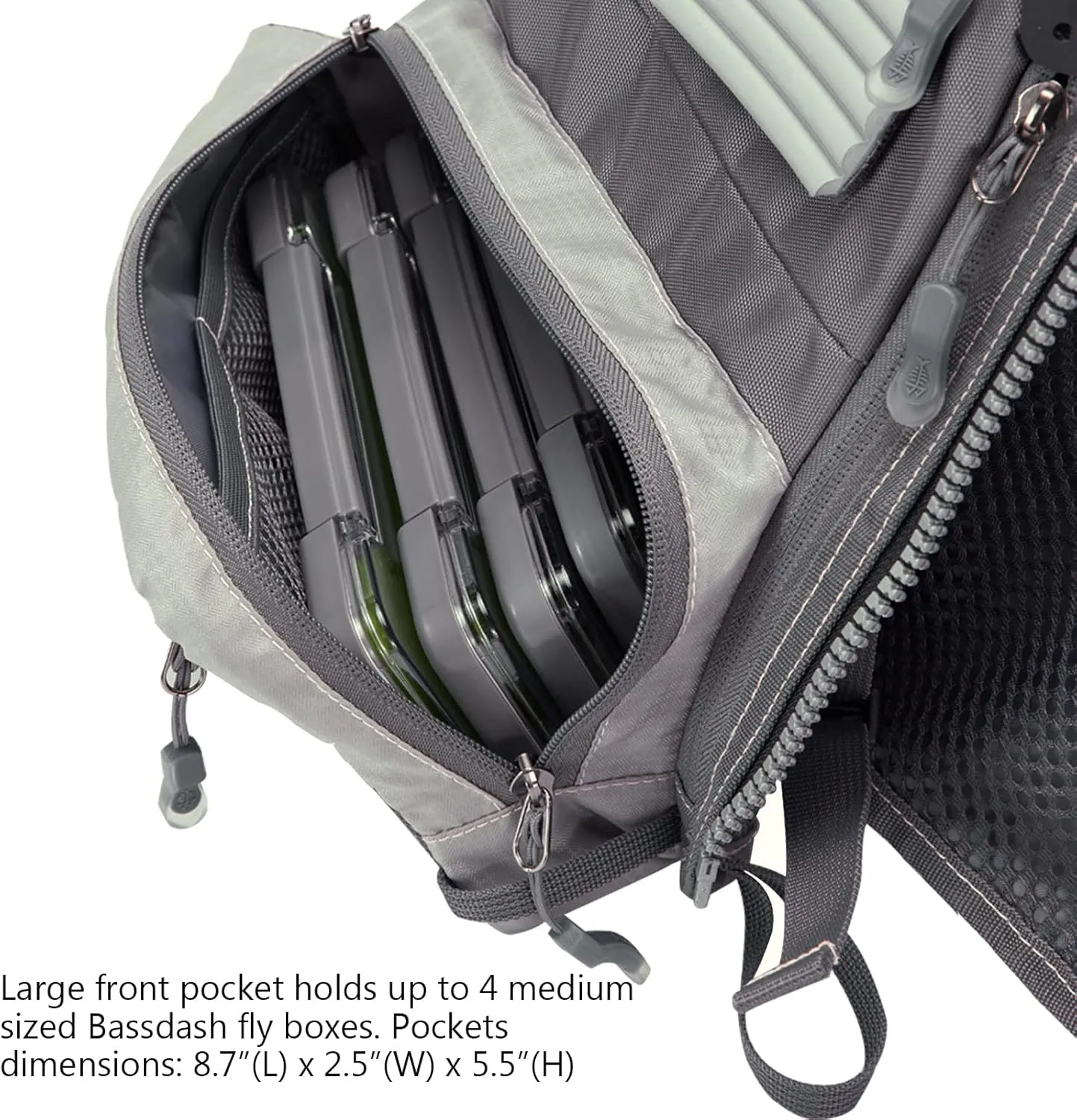 BASSDASH Fly Fishing Vest Adjustable Size with Detachable Water Bottle Holder for Men and Women FV07