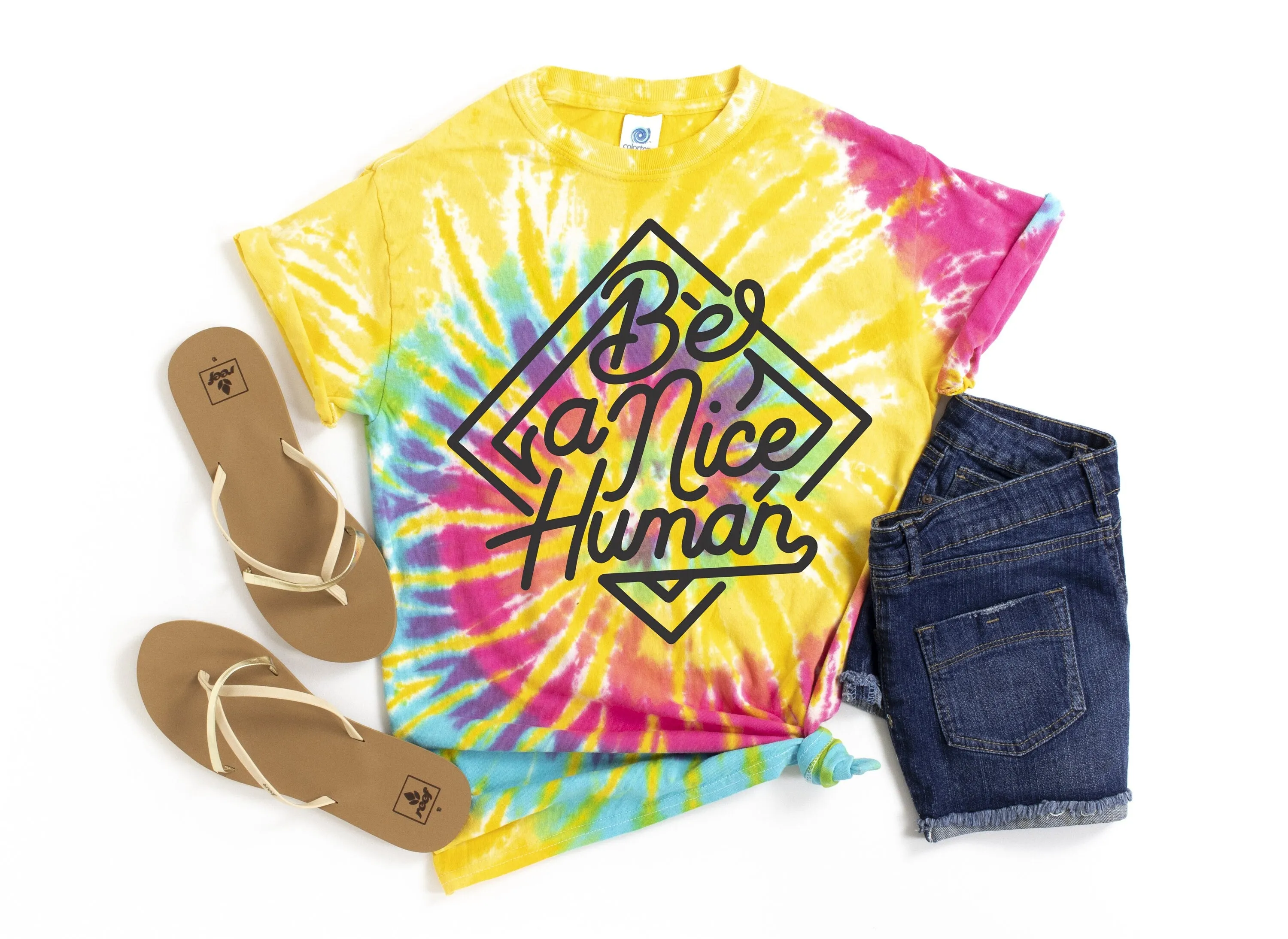 Be a Nice Human Aurora Tie Dye t-shirt - Kids and Adults Sizes - Tie Dye Festival Shirt - Kindness Shirt - Anti Bullying Shirt - Be nice tee