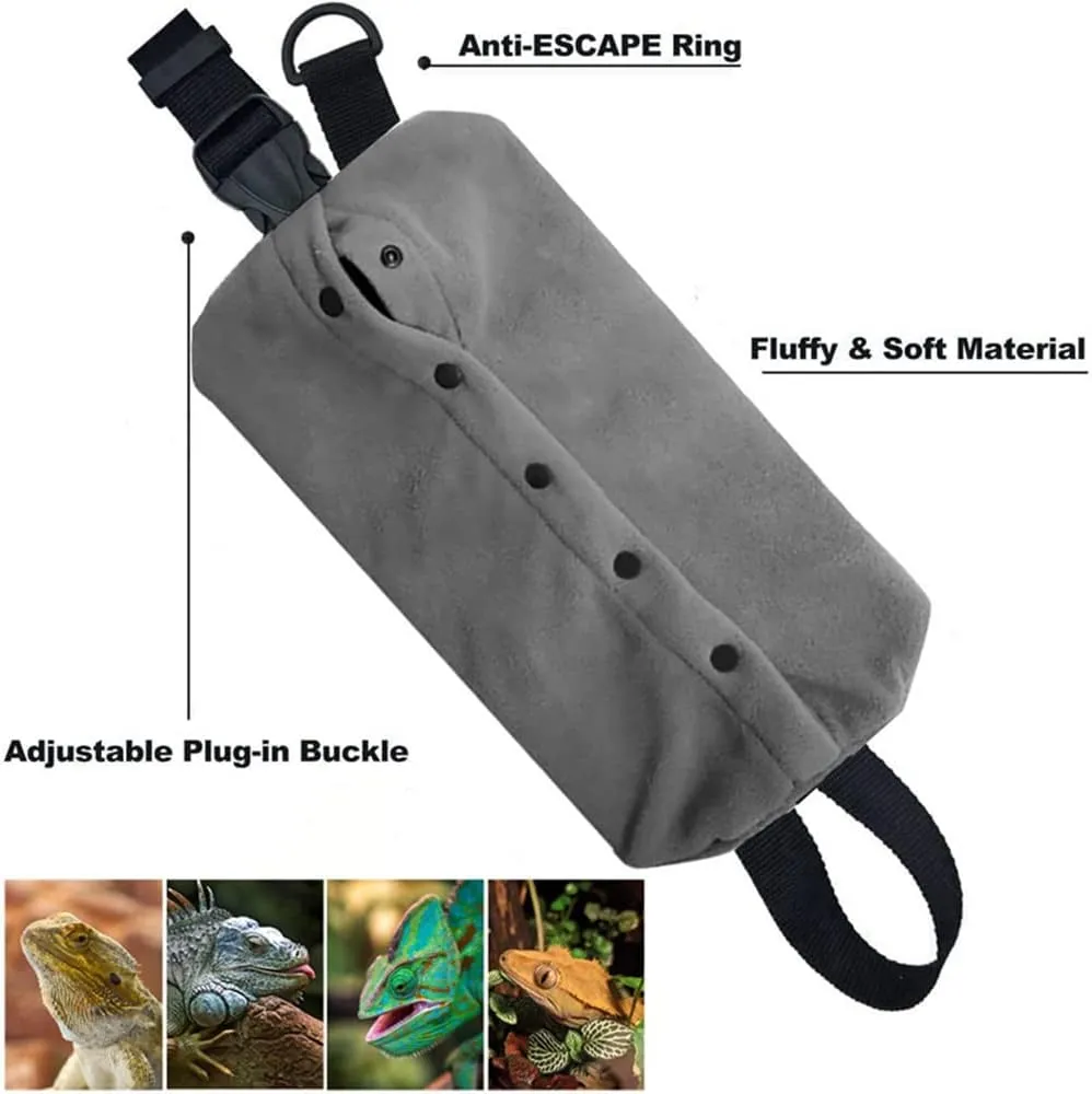 Bearded Dragon Carrier - Adjustable Soft Bearded Dragon Travel Sling Reptile Carrier Chest Bag for Lizard Snake Hedgehog Gecko Small Animals Outdoor Walking Accessories (XL,Grey)