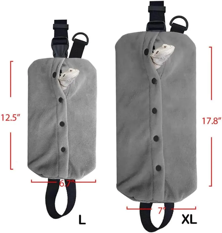 Bearded Dragon Carrier - Adjustable Soft Bearded Dragon Travel Sling Reptile Carrier Chest Bag for Lizard Snake Hedgehog Gecko Small Animals Outdoor Walking Accessories (XL,Grey)