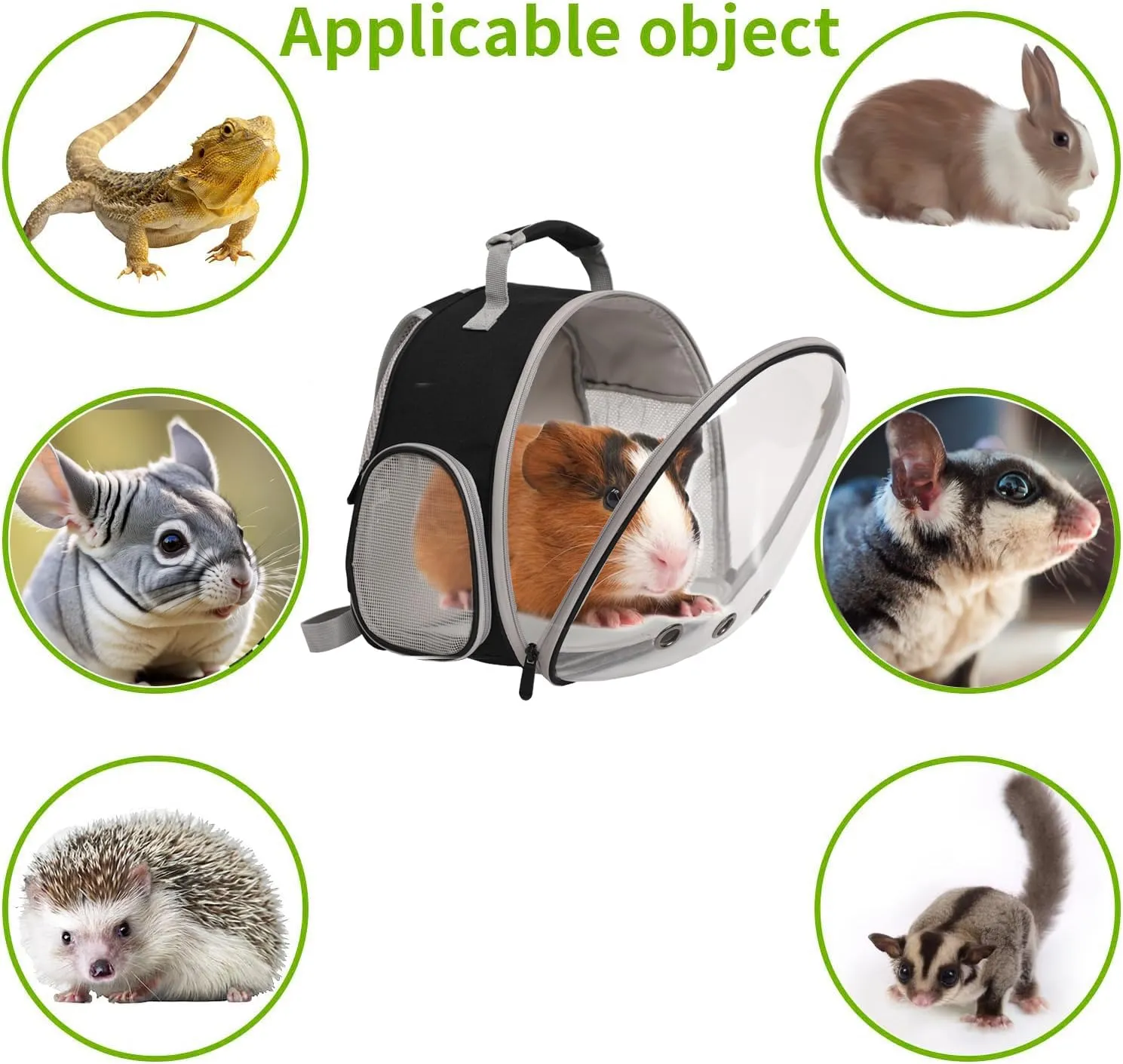 Bearded Dragon Travel Backpack with Harness and Leash Set,Lizard Backpack Travel Carrier,Space Capsule Clear Bubble Window Astronaut Reptile Carrier Backpack, Airline Approved