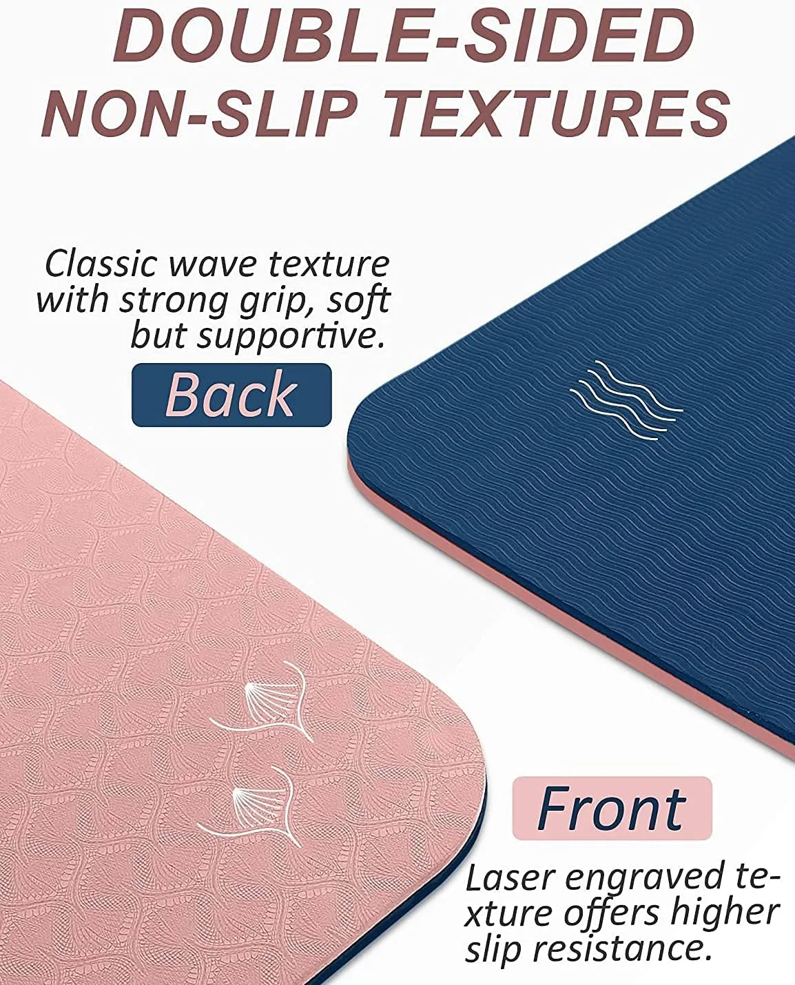 BEAUTYOVO Yoga Mat with Strap, 1/3 Inch Extra Thick Yoga Mat Double-sided Non Slip, Professional TPE Yoga Mats for Women Men, Workout Mat for Yoga, Pilates and Floor Exercises
