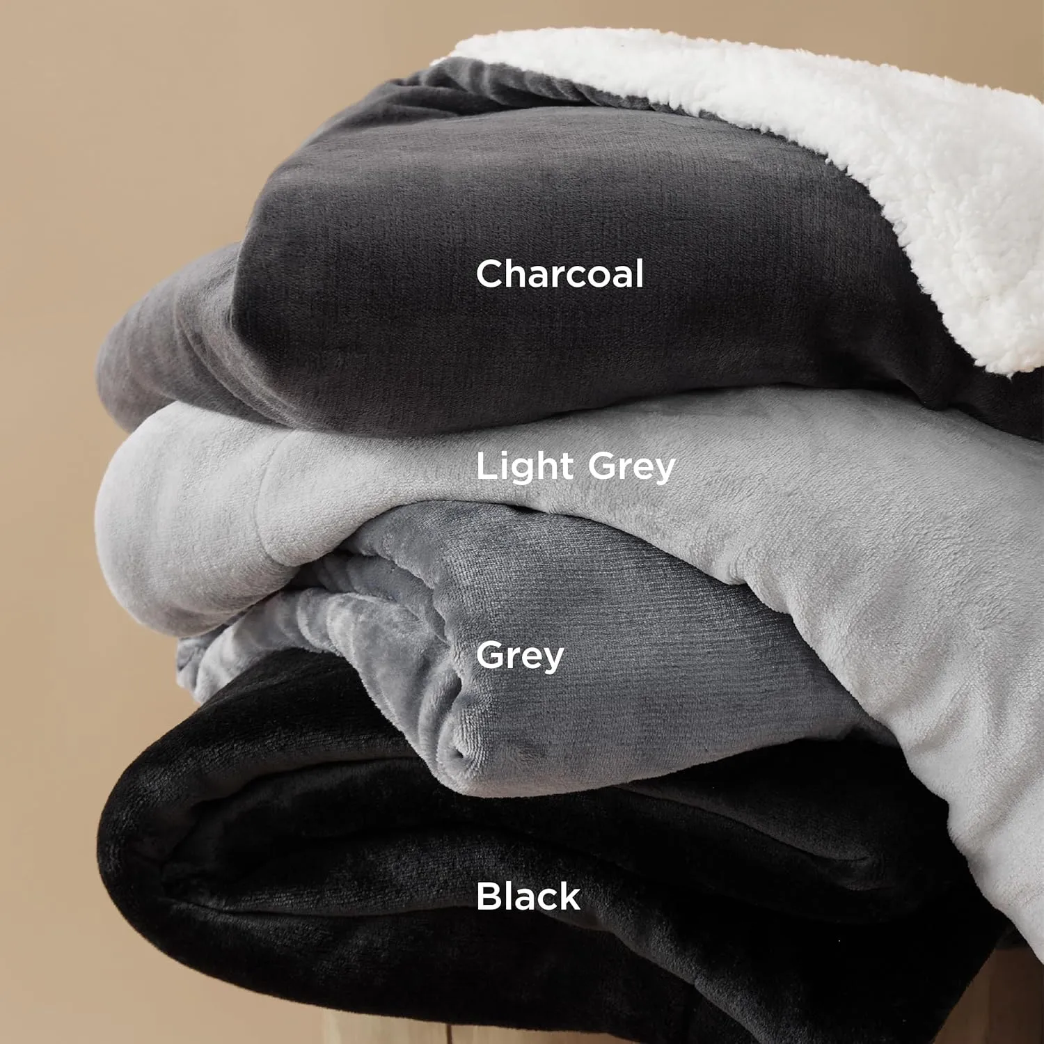 Bedsure Sherpa Fleece Throw Blanket for Couch - Thick and Warm, Soft Fuzzy Plush Throw Blanket for Winter, Charcoal, 50x60 Inches