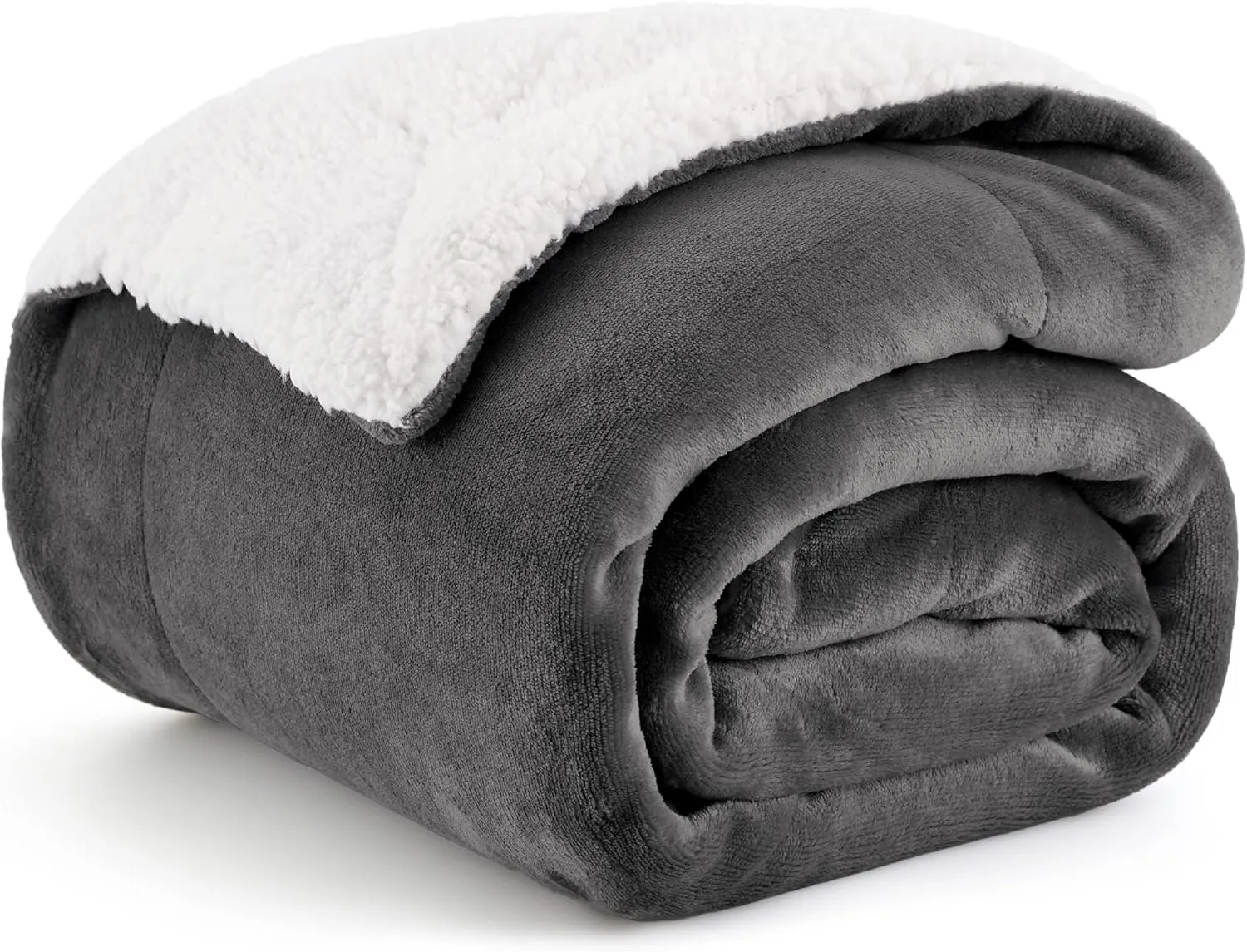 Bedsure Sherpa Fleece Throw Blanket for Couch - Thick and Warm, Soft Fuzzy Plush Throw Blanket for Winter, Charcoal, 50x60 Inches