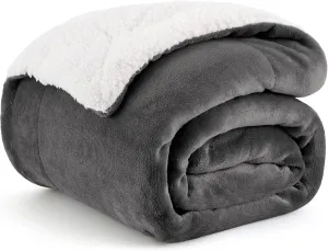 Bedsure Sherpa Fleece Throw Blanket for Couch - Thick and Warm, Soft Fuzzy Plush Throw Blanket for Winter, Charcoal, 50x60 Inches