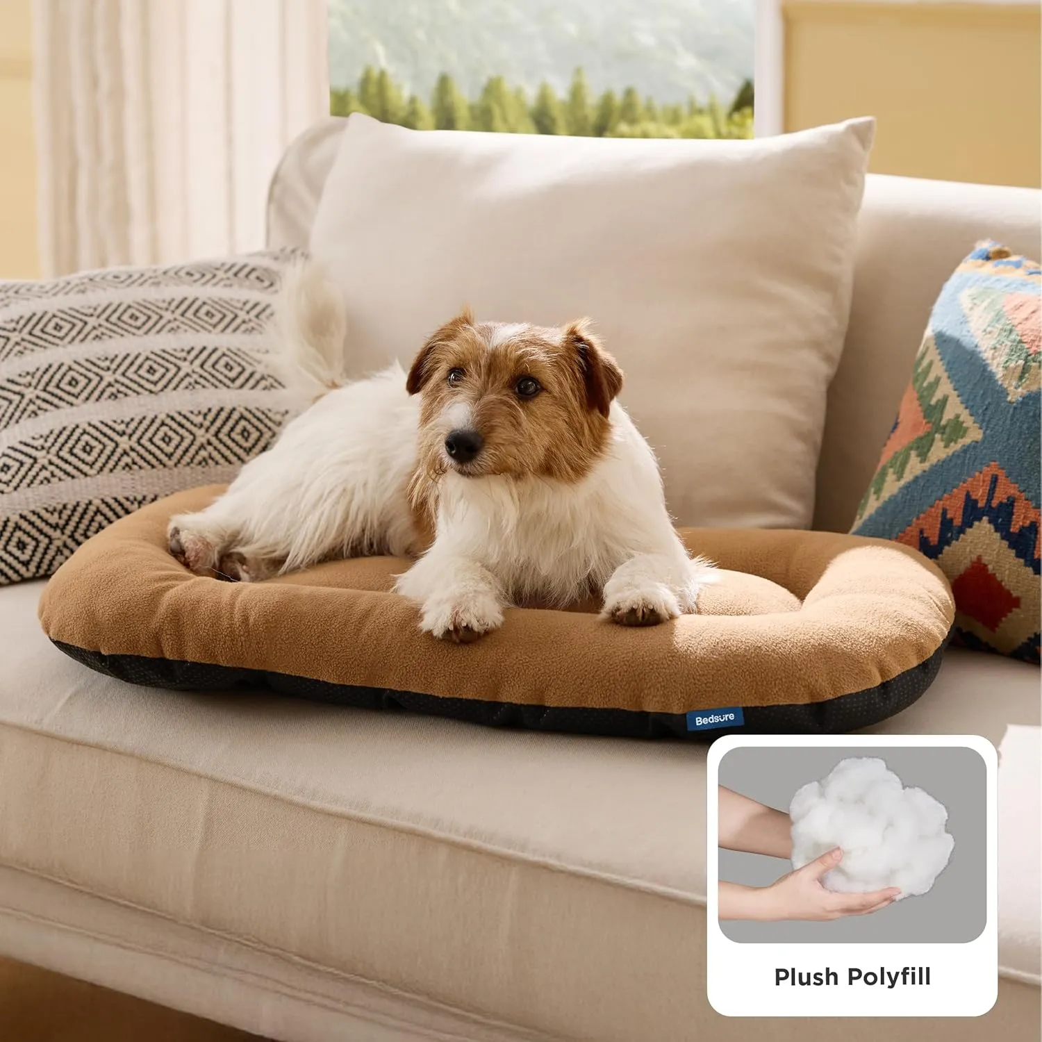 Bedsure Washable Dog Crate Pad for Small Dogs, Flat Puppy Kennel Dog Bed for Crate, Ultra Soft Fleece Pet Sleeping Mat with Non-Slip Bottom, Brown 23"x17"