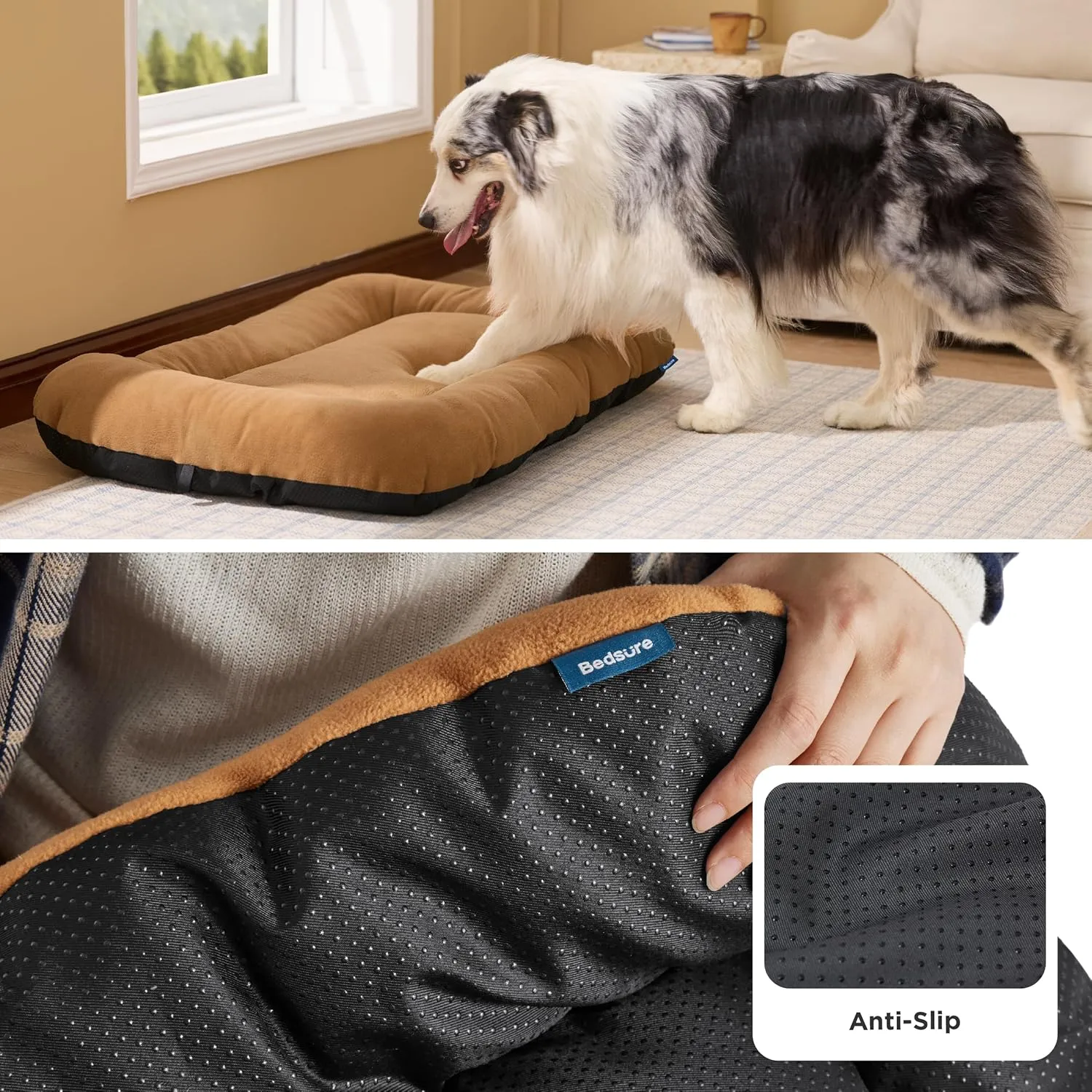 Bedsure Washable Dog Crate Pad for Small Dogs, Flat Puppy Kennel Dog Bed for Crate, Ultra Soft Fleece Pet Sleeping Mat with Non-Slip Bottom, Brown 23"x17"