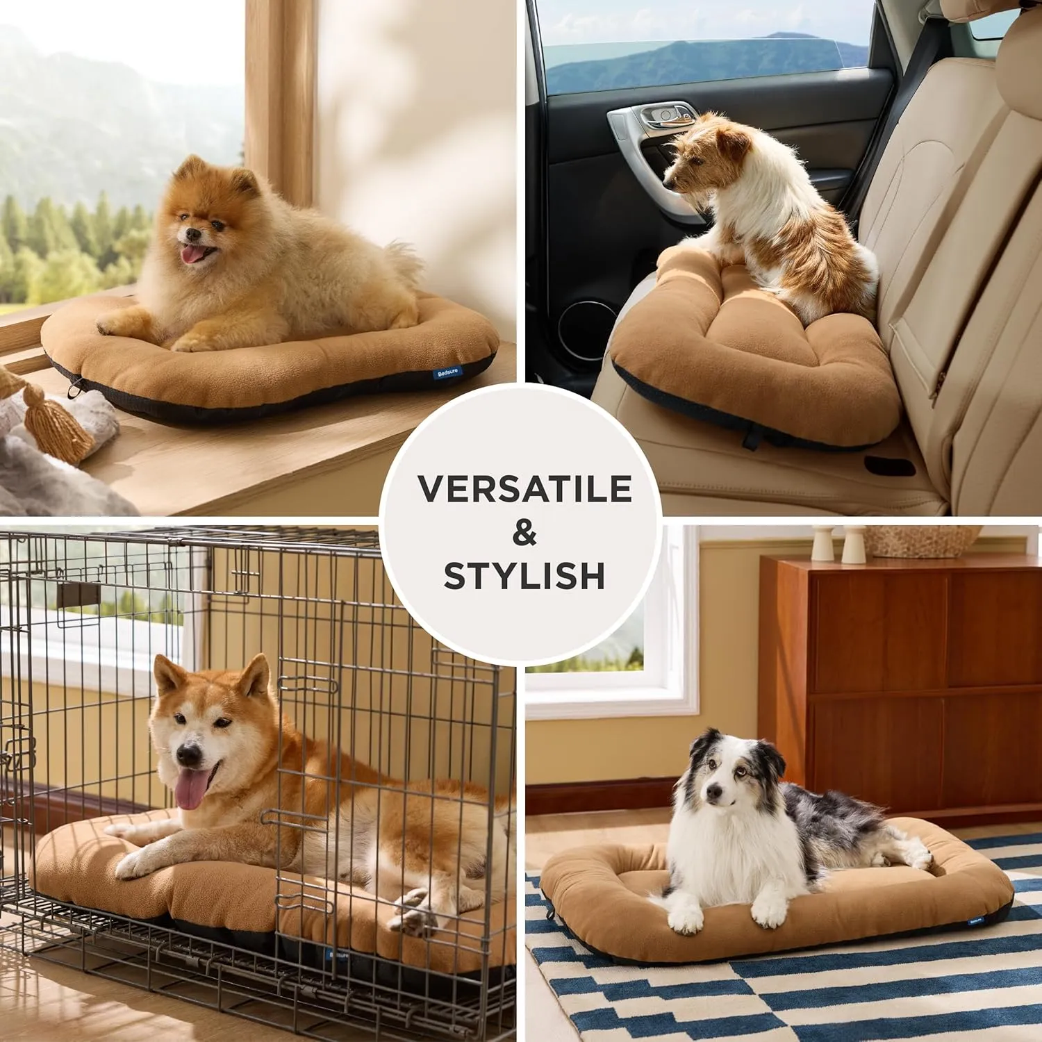 Bedsure Washable Dog Crate Pad for Small Dogs, Flat Puppy Kennel Dog Bed for Crate, Ultra Soft Fleece Pet Sleeping Mat with Non-Slip Bottom, Brown 23"x17"