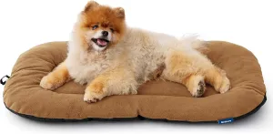 Bedsure Washable Dog Crate Pad for Small Dogs, Flat Puppy Kennel Dog Bed for Crate, Ultra Soft Fleece Pet Sleeping Mat with Non-Slip Bottom, Brown 23"x17"