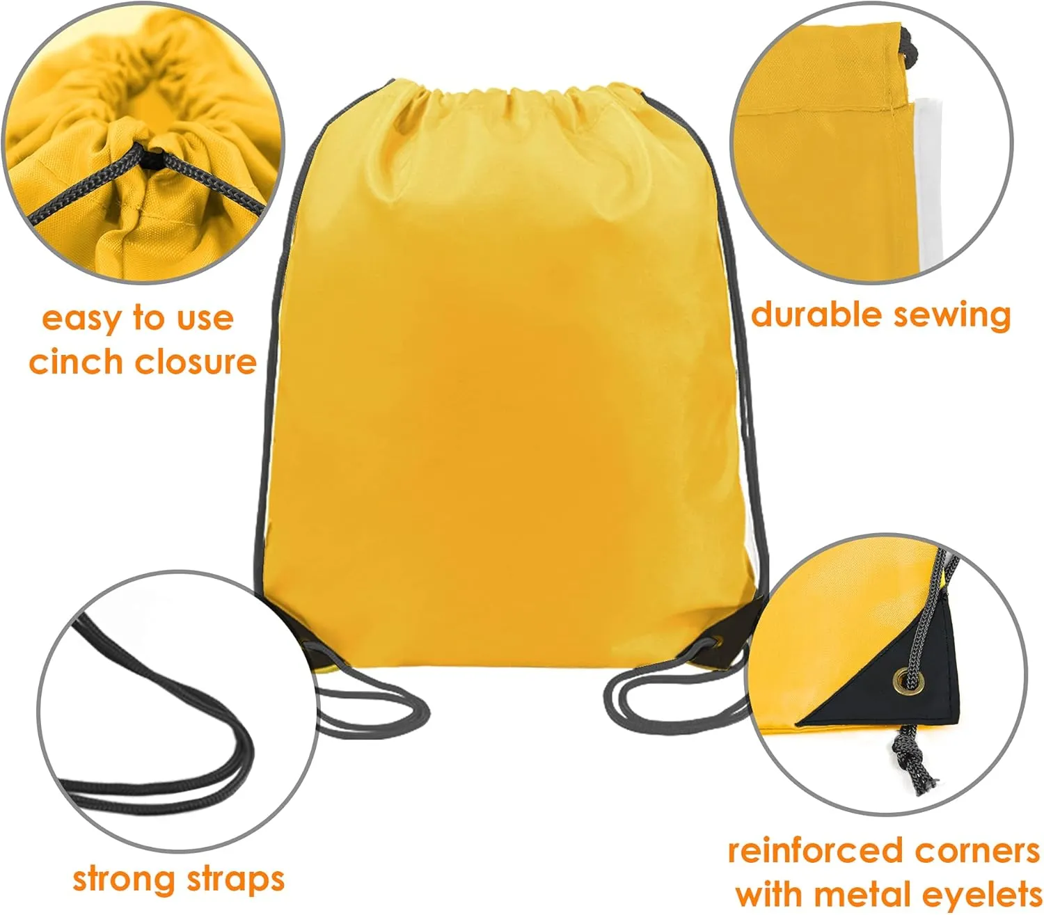 BeeGreen 20 Pieces Yellow Cinch Sack Bags Bulk Gymsack for Christmas Sports Polyester Drawstring Backpacks for Heat Vinyl and Tie Dye Pull sinch Sackpack for Women and Men