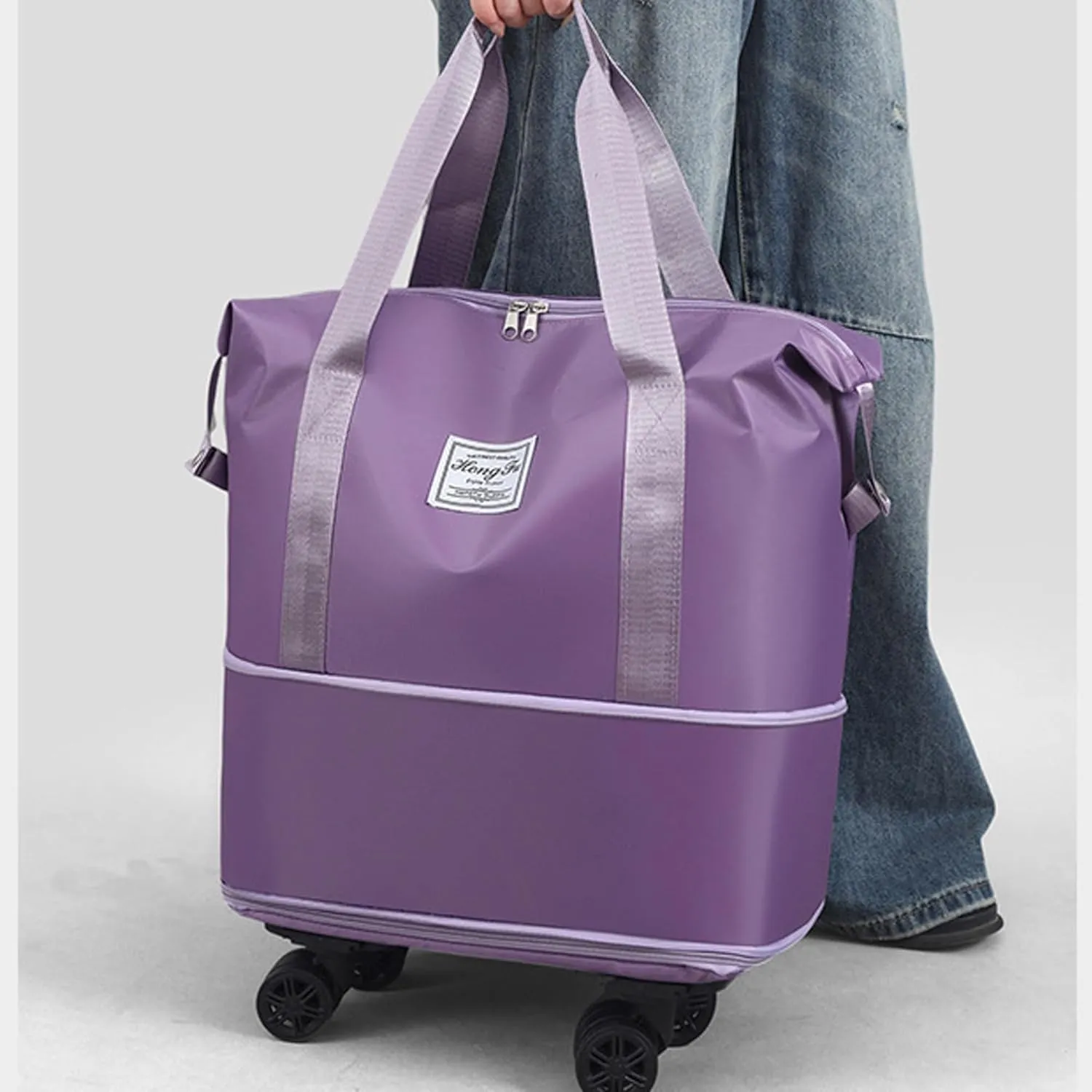 Beente Travel Bag with Wheels, Expandable Large Capacity Travel Bag with Removable Wheel, Foldable Luggage Bags (Green)