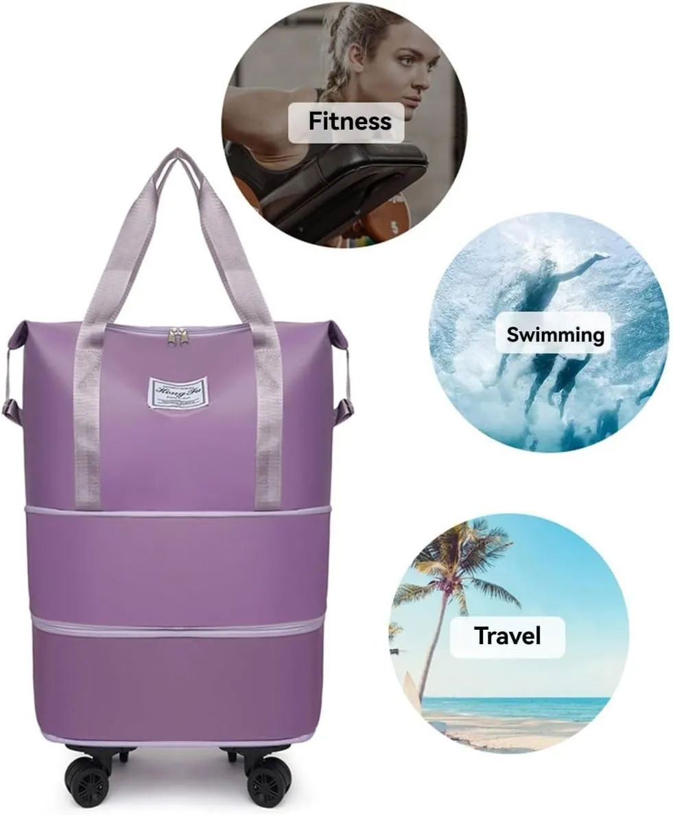 Beente Travel Bag with Wheels, Expandable Large Capacity Travel Bag with Removable Wheel, Foldable Luggage Bags (Green)