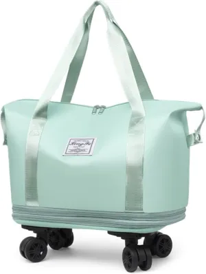 Beente Travel Bag with Wheels, Expandable Large Capacity Travel Bag with Removable Wheel, Foldable Luggage Bags (Green)