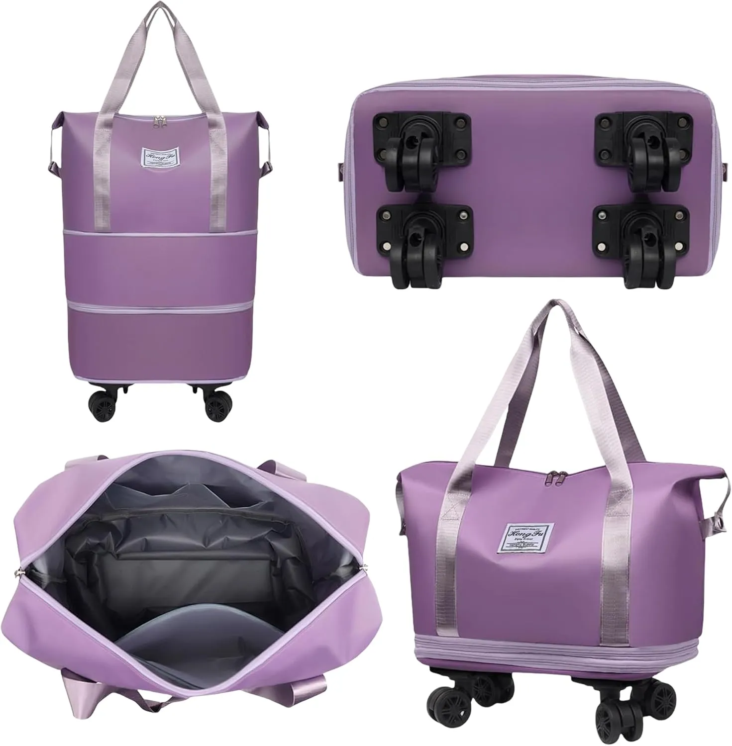 Beente Travel Bag with Wheels, Expandable Large Capacity Travel Bag with Removable Wheel, Foldable Luggage Bags (Green)