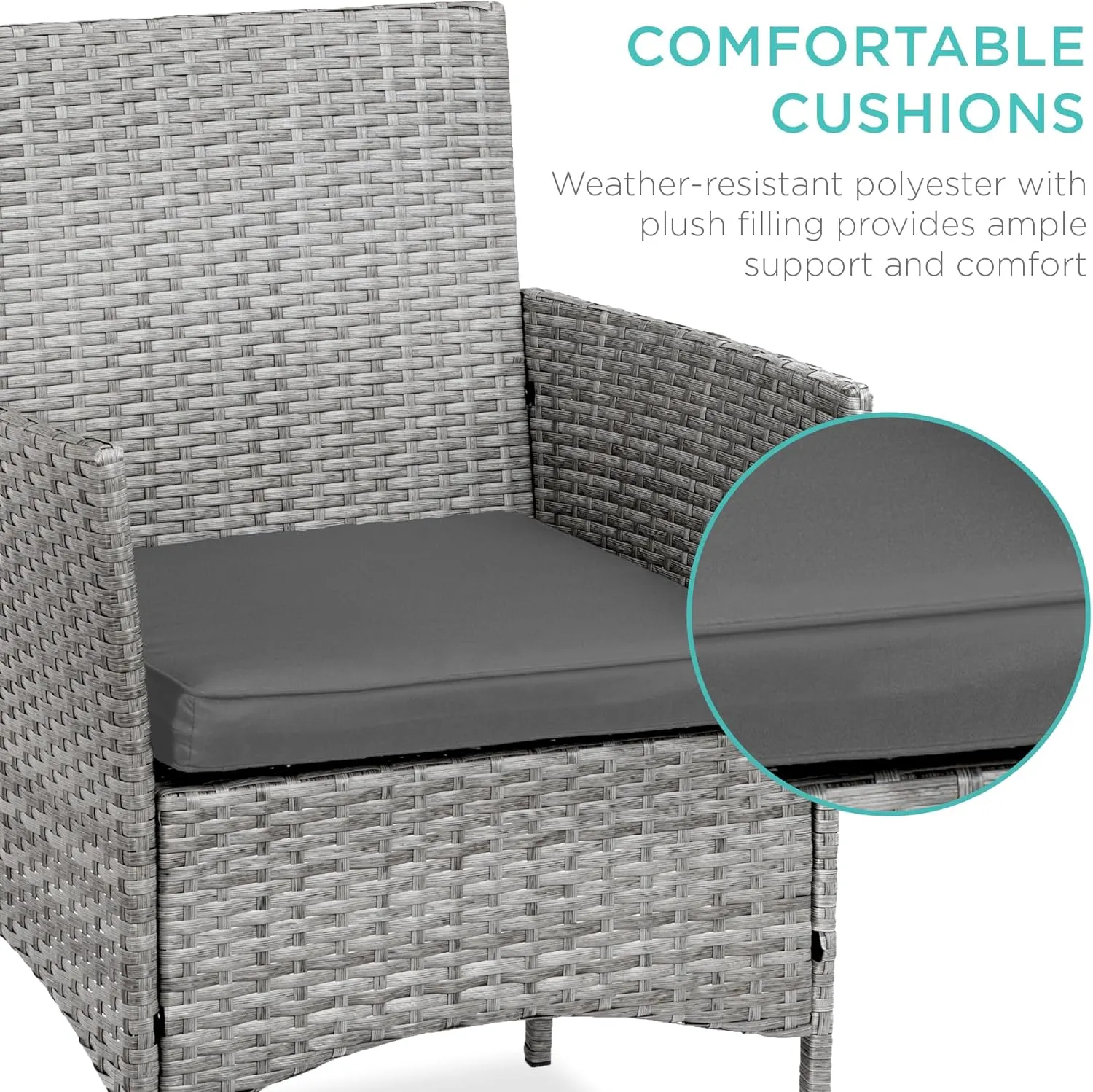 Best Choice Products 3-Piece Outdoor Wicker Conversation Bistro Set, Space Saving Patio Furniture for Garden w/Side Table - Gray/Gray
