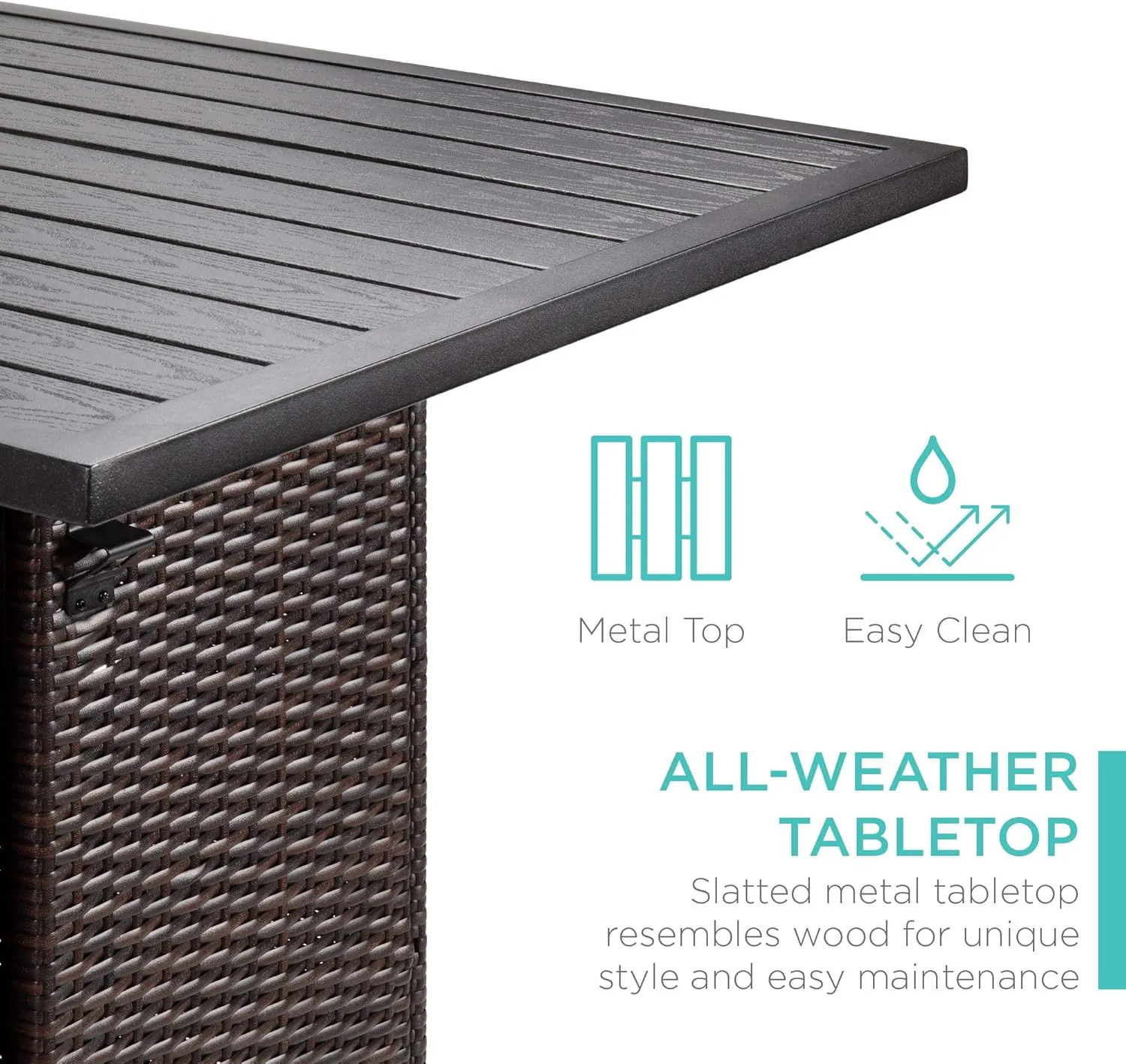 Best Choice Products 5-Piece Outdoor Wicker Bar Table Set for Patio, Poolside, Backyard w/Built-in Bottle Opener, Hidden Storage Shelf, Metal Tabletop, 4 Stools - Brown