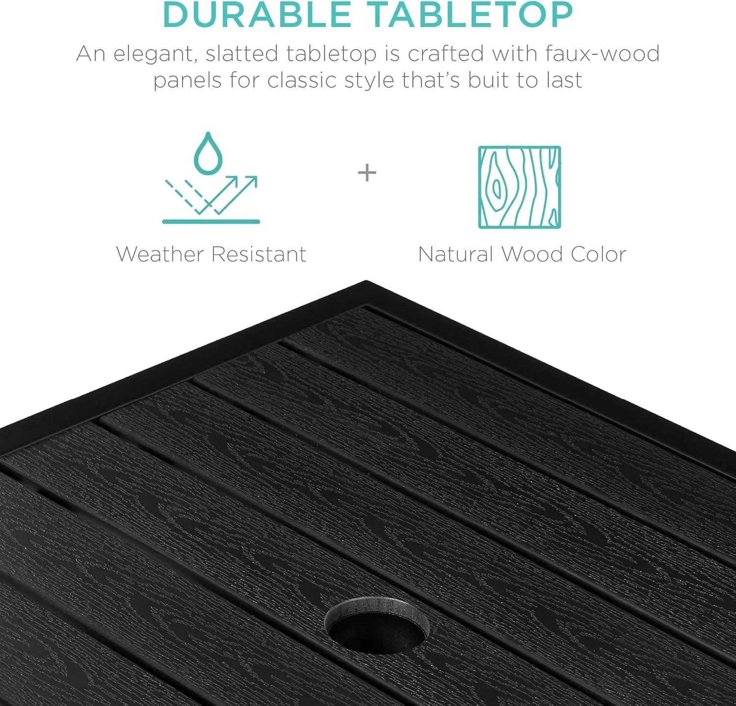 Best Choice Products Wicker Side Table with Umbrella Hole, Square PE Rattan Outdoor End Table for Patio, Garden, Poolside, Deck w/UV-Resistant Frame, Storage Space - Black