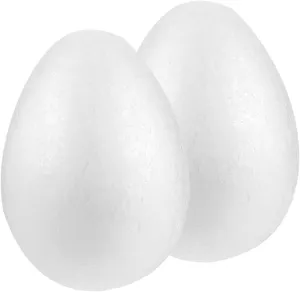 BESTOYARD 2Pcs 8-Inch White Craft Foam Eggs for DIY Polystyrene Decorations, Painting, School Projects, and Festival Crafts