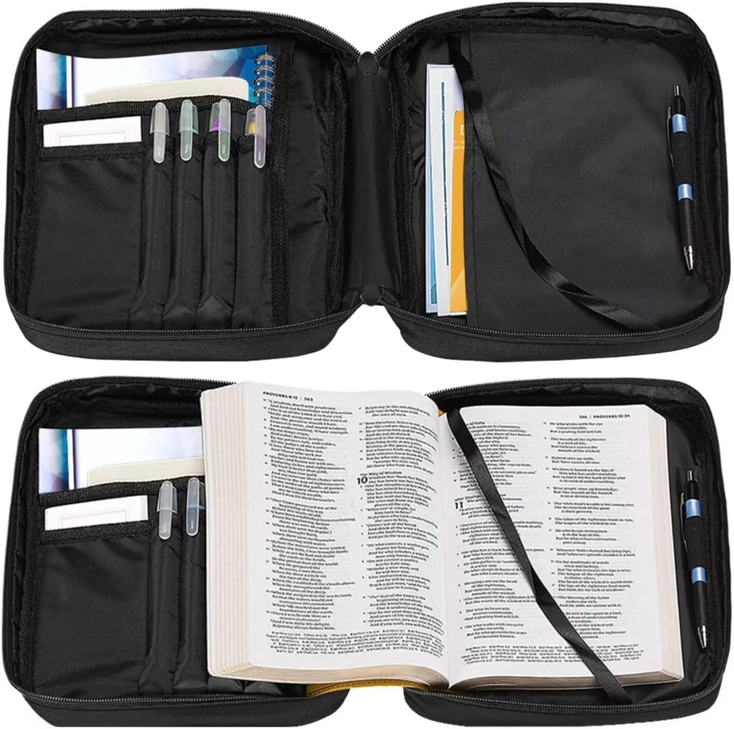 Bible Cover for Men, Large Bible Carrying Case with Handle, Stylish Wristlet Keychain, Bible Bag Journal Case