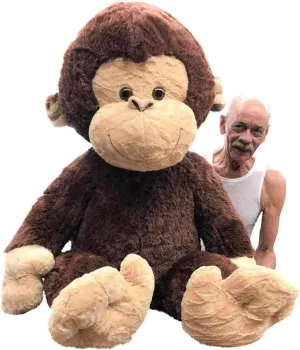 Big Plush Giant Stuffed Monkey - Large 4-Foot Extra-Soft Jumbo Plush Animal - 48 Inches / 122 Centimeters - Huge-Sized Gigantic Animals - Oversized Monkeys - Hug This Full-Size Pet Ape