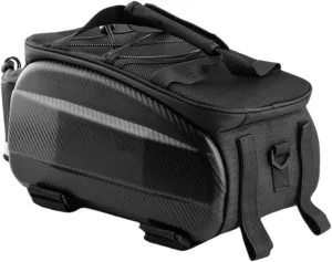 Bike Rack Bag Hard Shell Rear Carrier Pack with Water Bottle Holder 13L Large Capacity Carbon Fiber Pattern Design Bag for Cycling Outdoors, Black