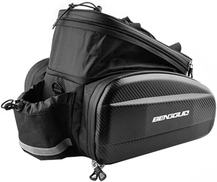 Bike Rack Bag Large Bicycle Trunk Bike Rear Rack Bag 17L-30L Retractable Bike Storage Accessories with Reflector & Shoulder Strap Trunk Pannier (Expandable)
