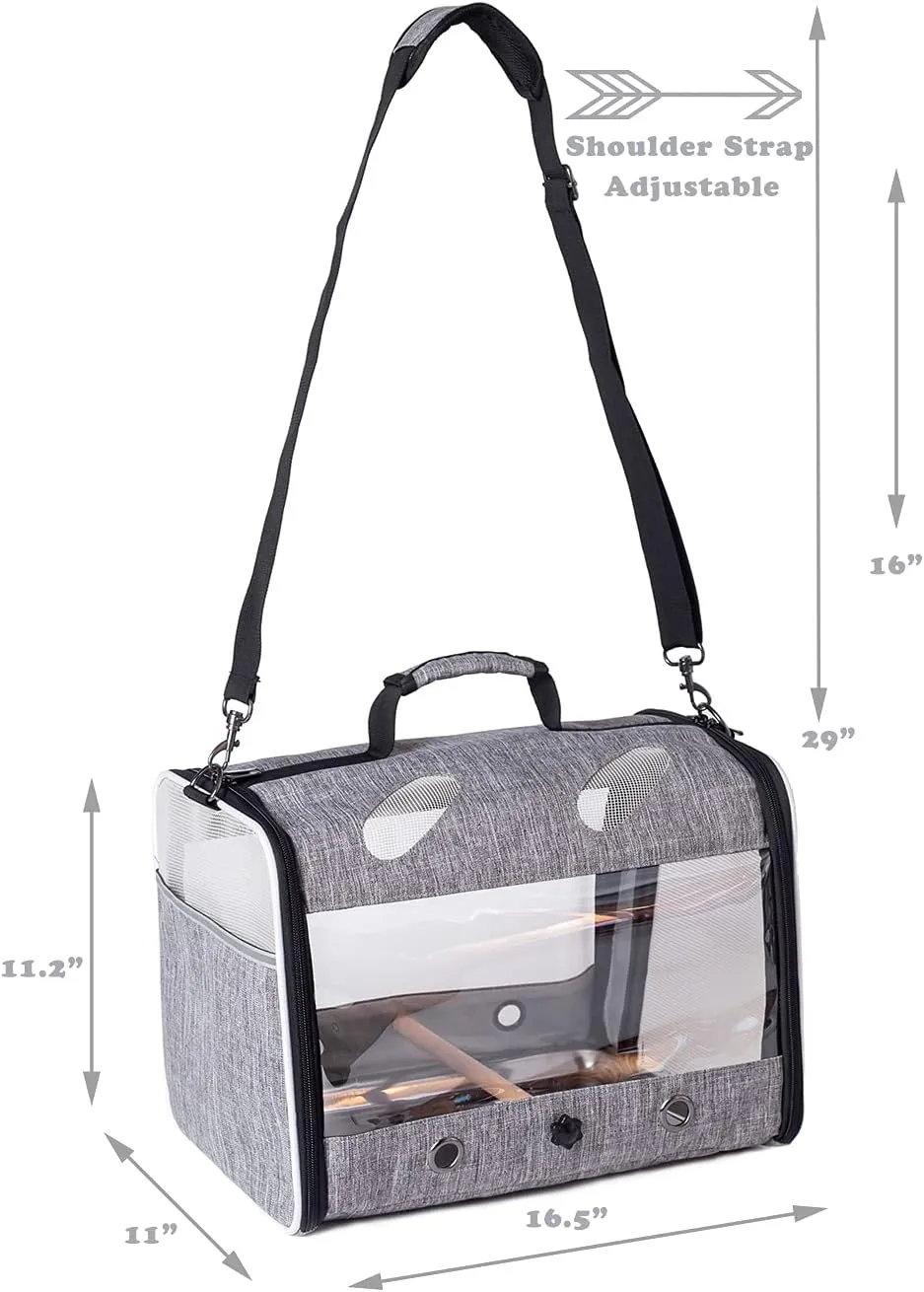 Bird Travel Carrier with Stand Perch, Breathable Bird Carrier Cage Parrot Carrier for Hiking, Airline Approved