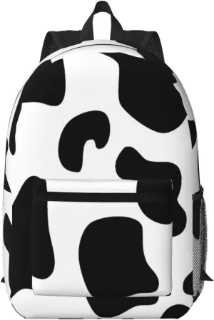 Black white cow spots 17 Inch Backpacks Multipurpose Laptop Backpack Double Shoulder Bag for Men Women Gifts