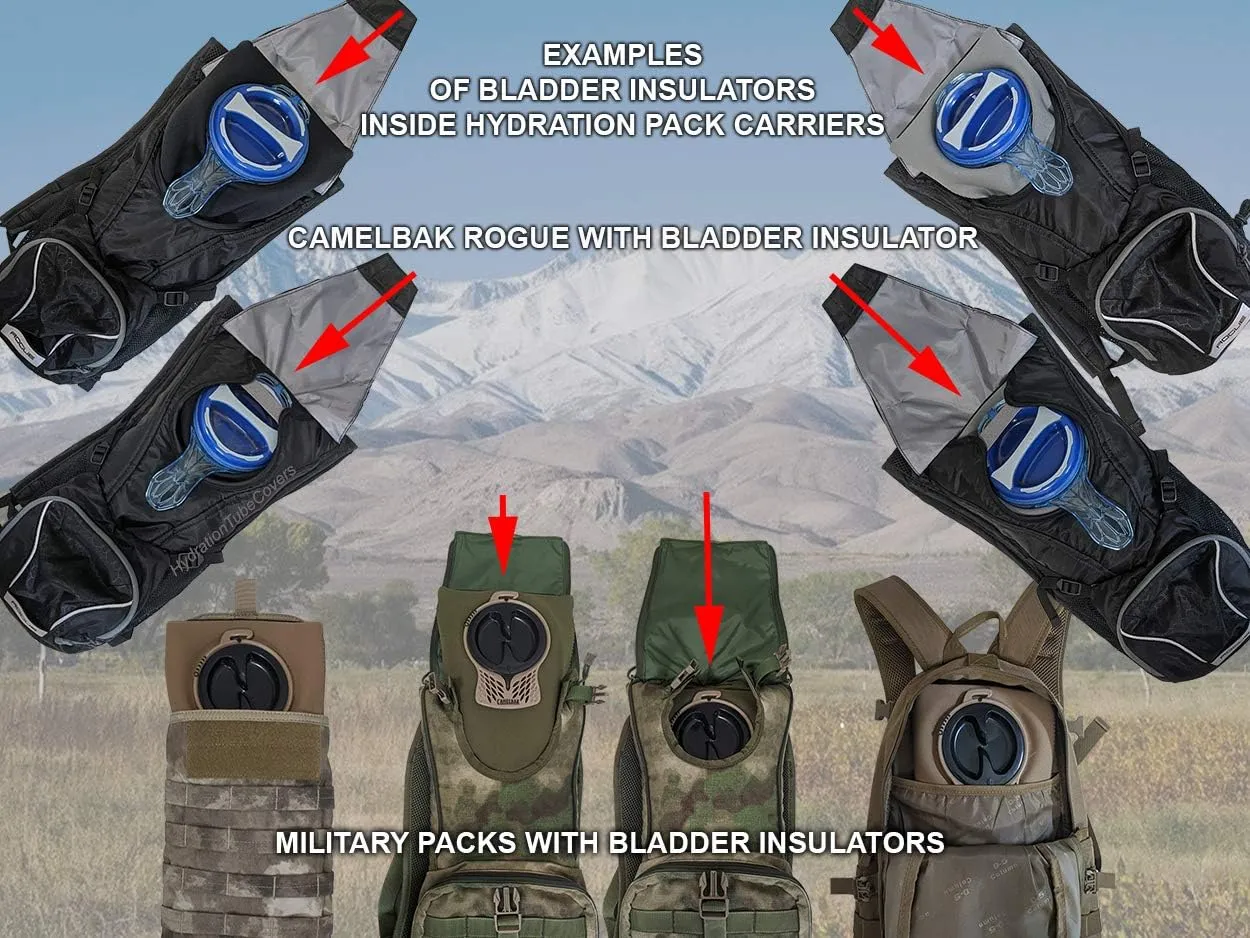 Bladder Insulators are Compatible with Camelbak Reservoir Water Bladder. Will fit MIL Spec Antidote and Crux