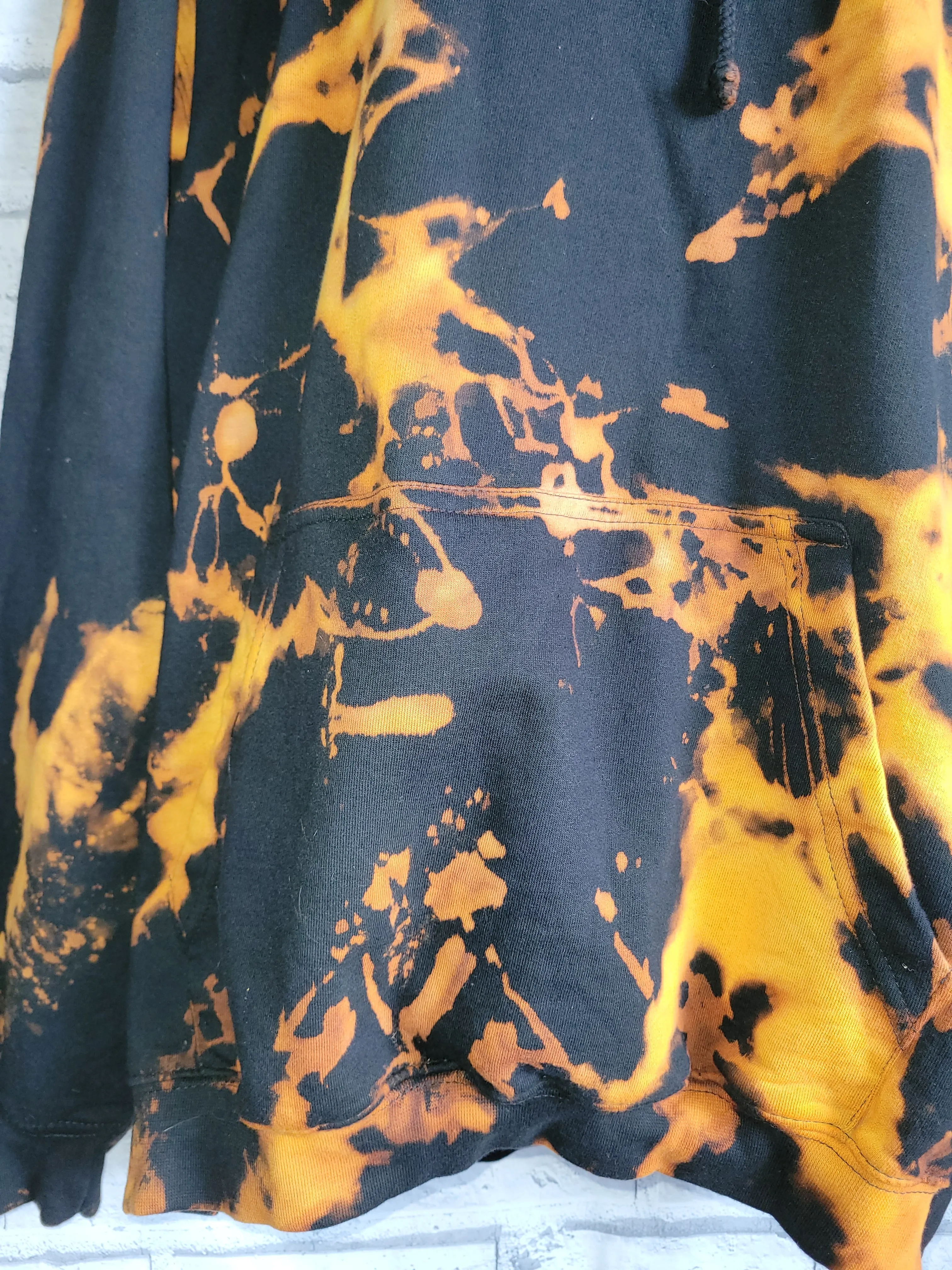 Bleached Tie Dye Logo Hoodie Black & Yellow