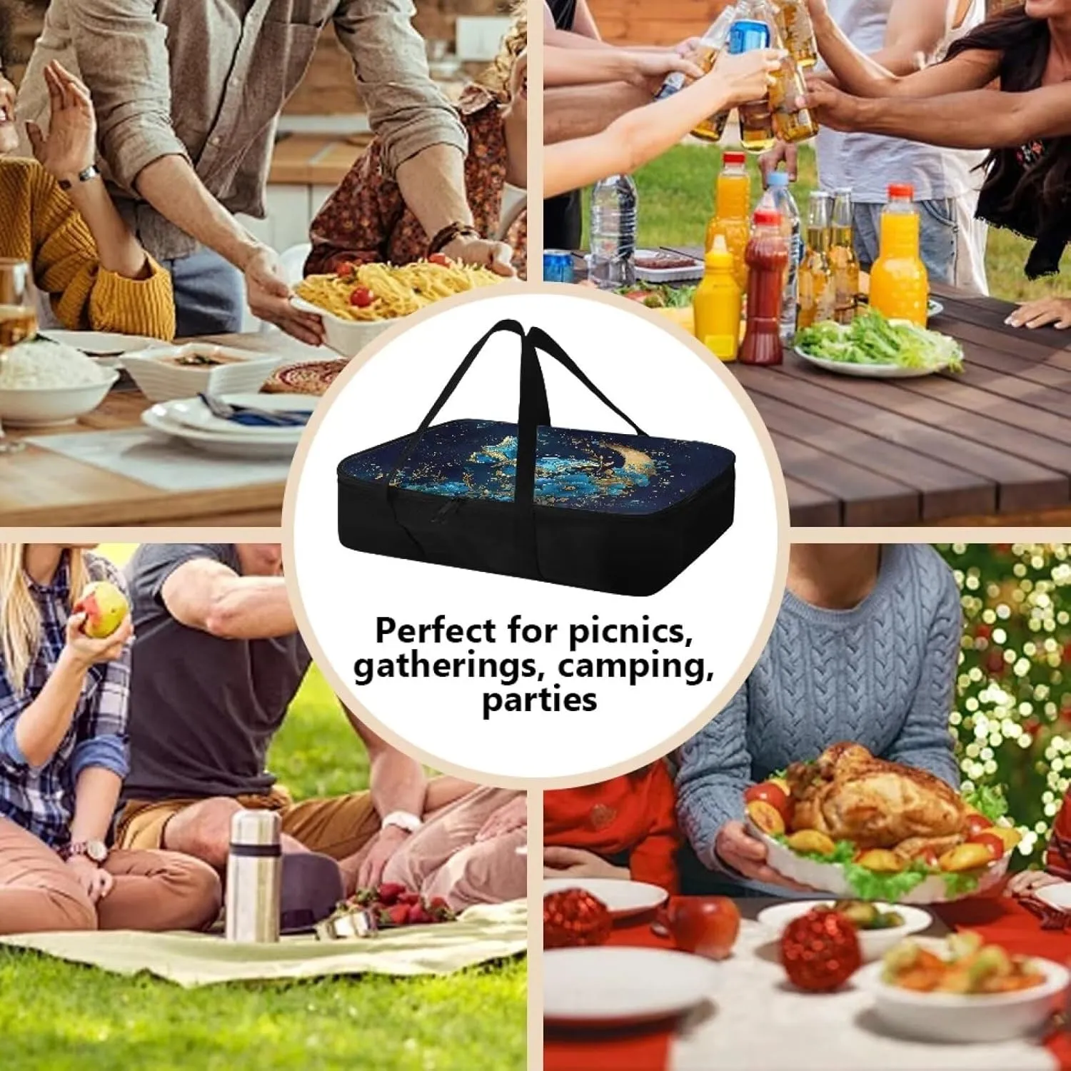 Blue Butterfly Insulated Casserole Carriers for Hot or Cold Food - Perfect for Beach Parties & Picnics