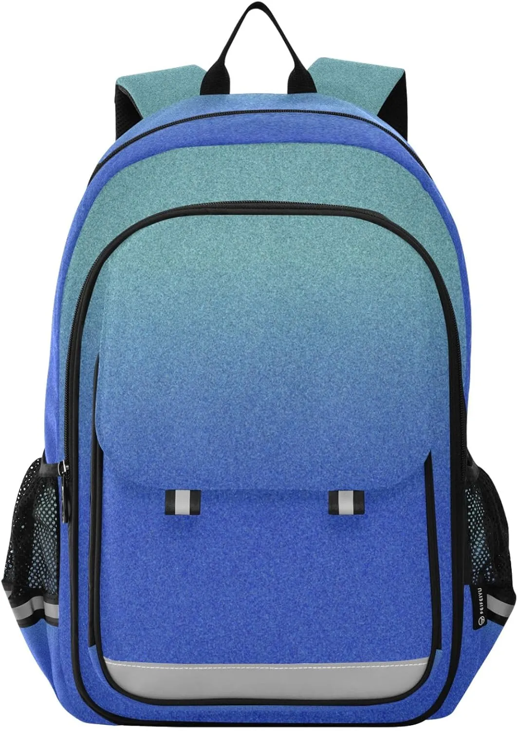 Blue Gradient Backpack School, Girls School Backpacks with Safety Reflective Strips, Backpack for Travel, Book Bag for Girls