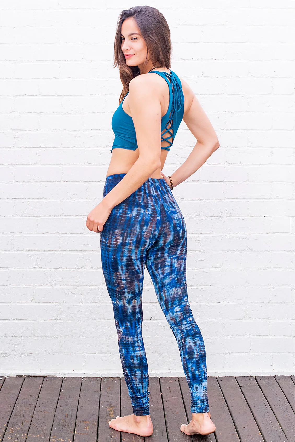 Blue Snakeskin Tie Dye Leggings