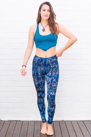 Blue Snakeskin Tie Dye Leggings