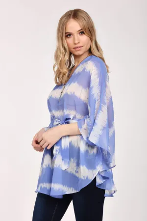Blue Tie Dye Zip Kaftan