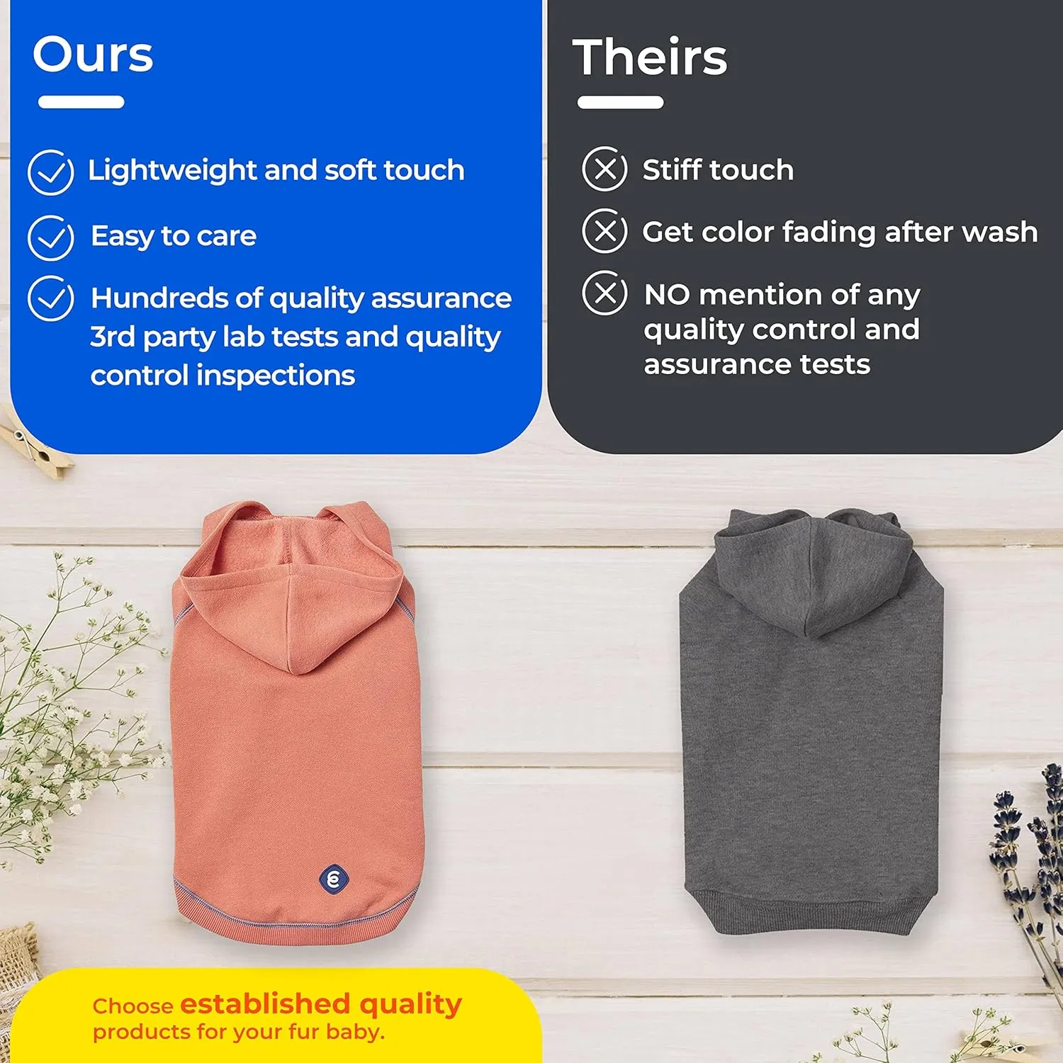 Blueberry Pet Essentials 2023 New Soft & Comfy Better Basic Cotton Blend Dog Hoodie Sweatshirt in Coral, Back Length 24", Pack of 1 Jacket for Dogs