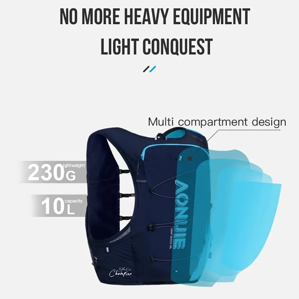 BlueField 10L Hydration Backpack - Lightweight Running Vest for Men and Women, Large Capacity Marathon Running Hydration Backpack
